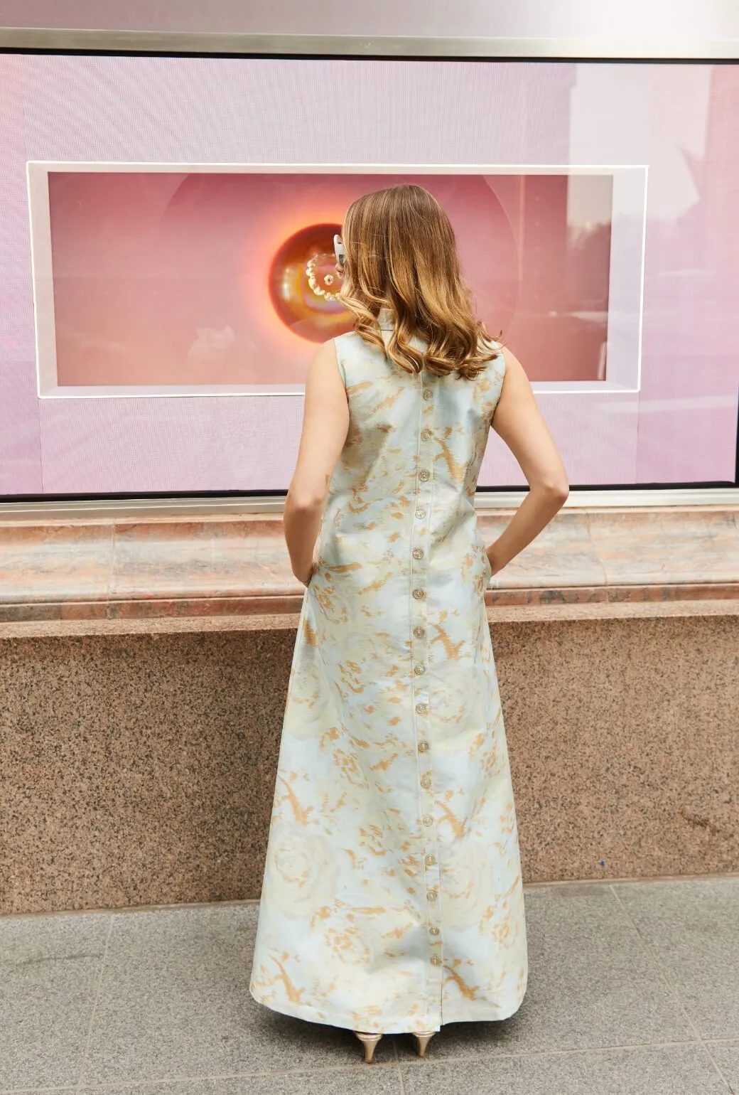 Buru x Old Soul Etiquette Maxi Mod Dress - Aqua Abstract Flame Stitch weekend chill