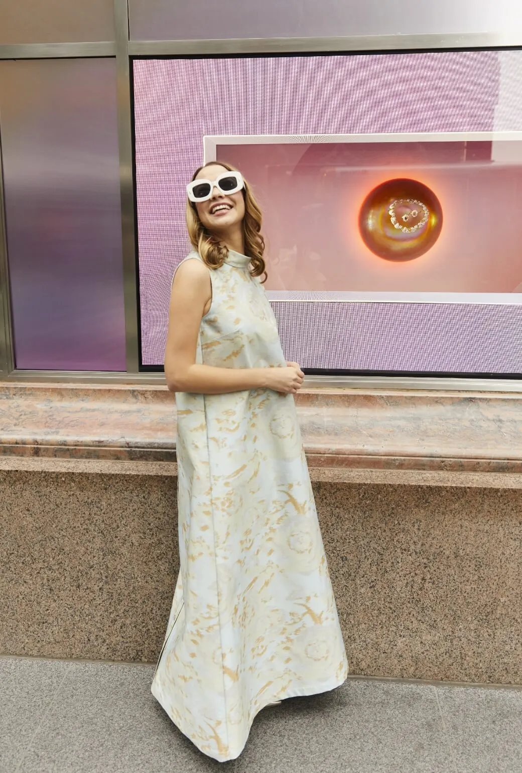 Buru x Old Soul Etiquette Maxi Mod Dress - Aqua Abstract Flame Stitch modern muse