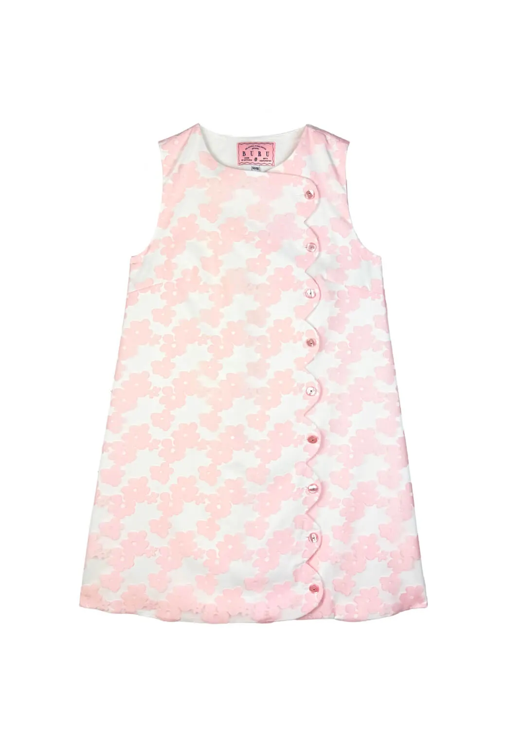 Buru x PBL Scallop Dress - Sheer Floral joyful tone