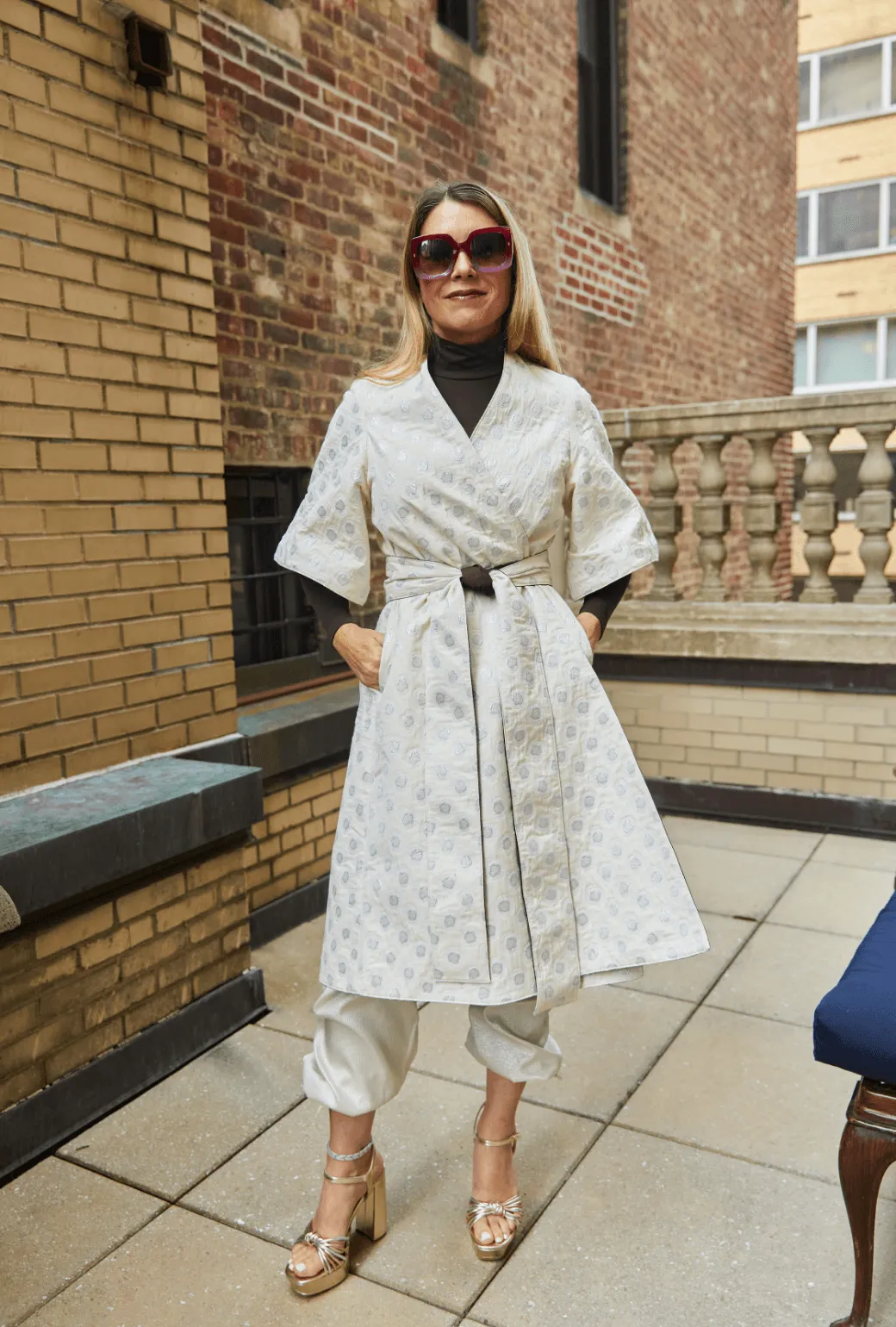 Buru x Tori Mellott The Tori Coat Dress - Silver Dot cloud form