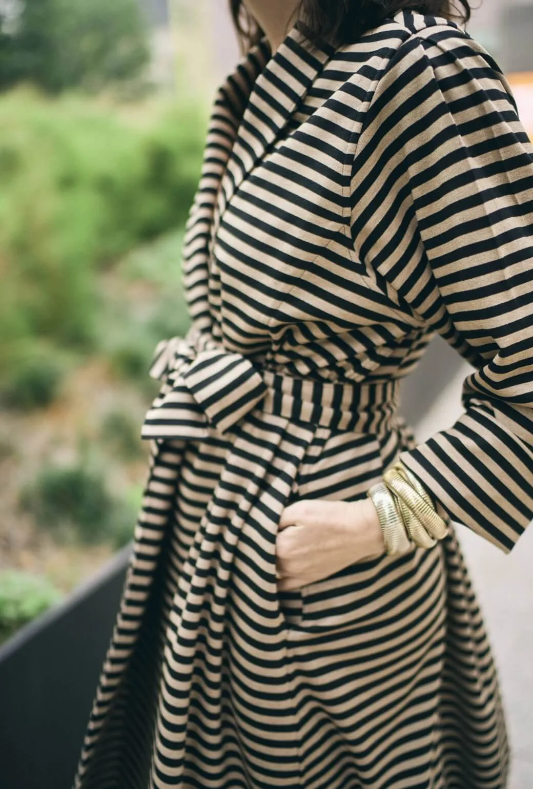 BURU x Val - Belted Swing Coat - Taupe & Black Knit fearless city
