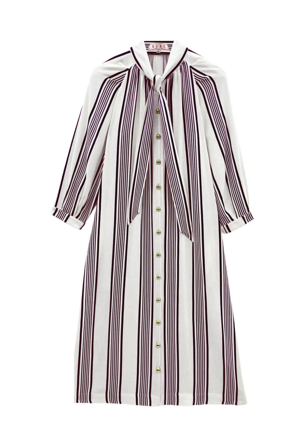 Buru x Val Bow Housecoat - Black & White Stripe modern twist