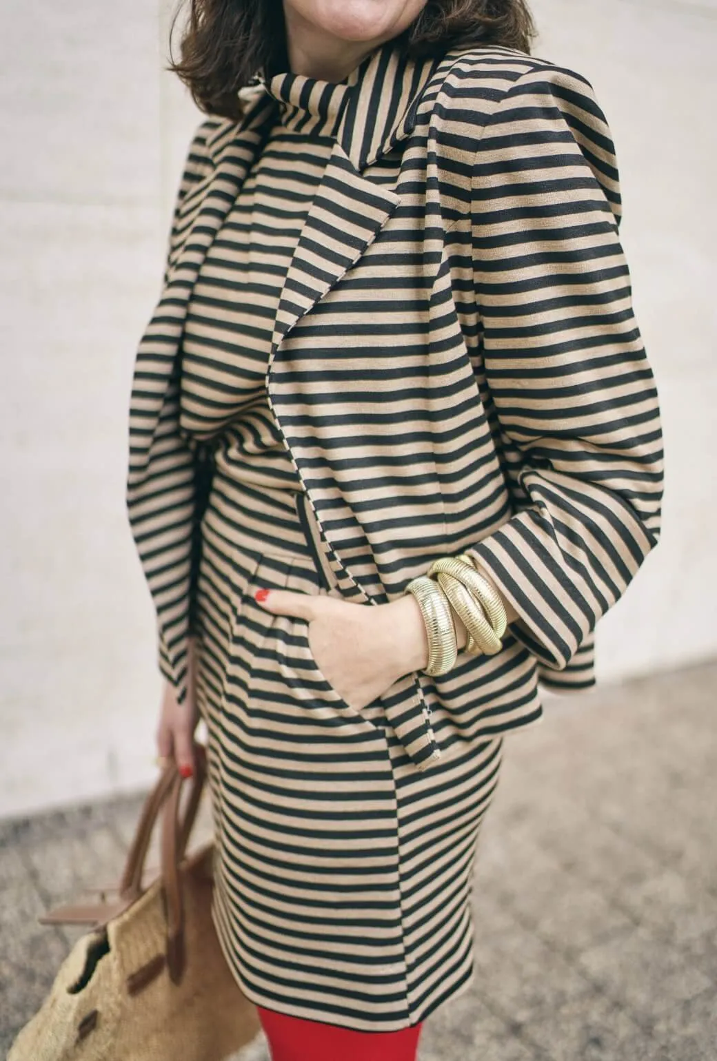 BURU x Val Knit Blazer - Taupe & Black Knit minimal street