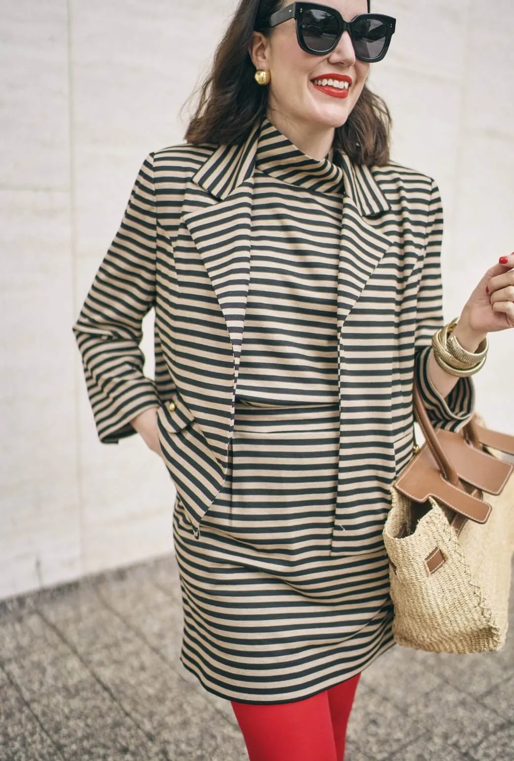 BURU x Val Knit Blazer - Taupe & Black Knit polished edge