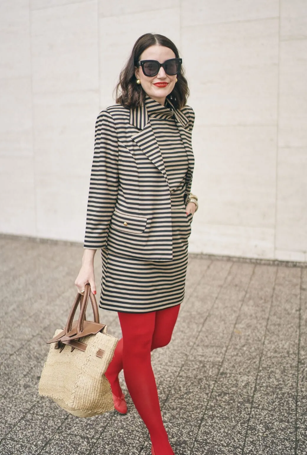 BURU x Val Knit Blazer - Taupe & Black Knit minimal street