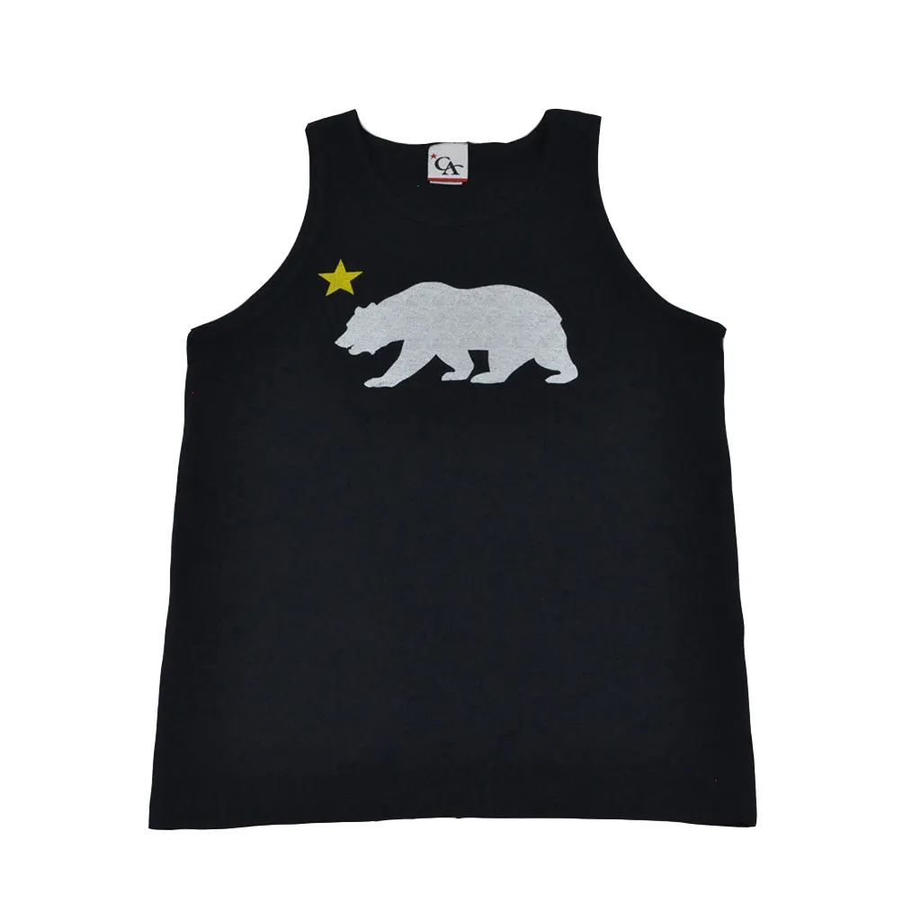 Cali Mens Bear Star Tank Top Navy trend base