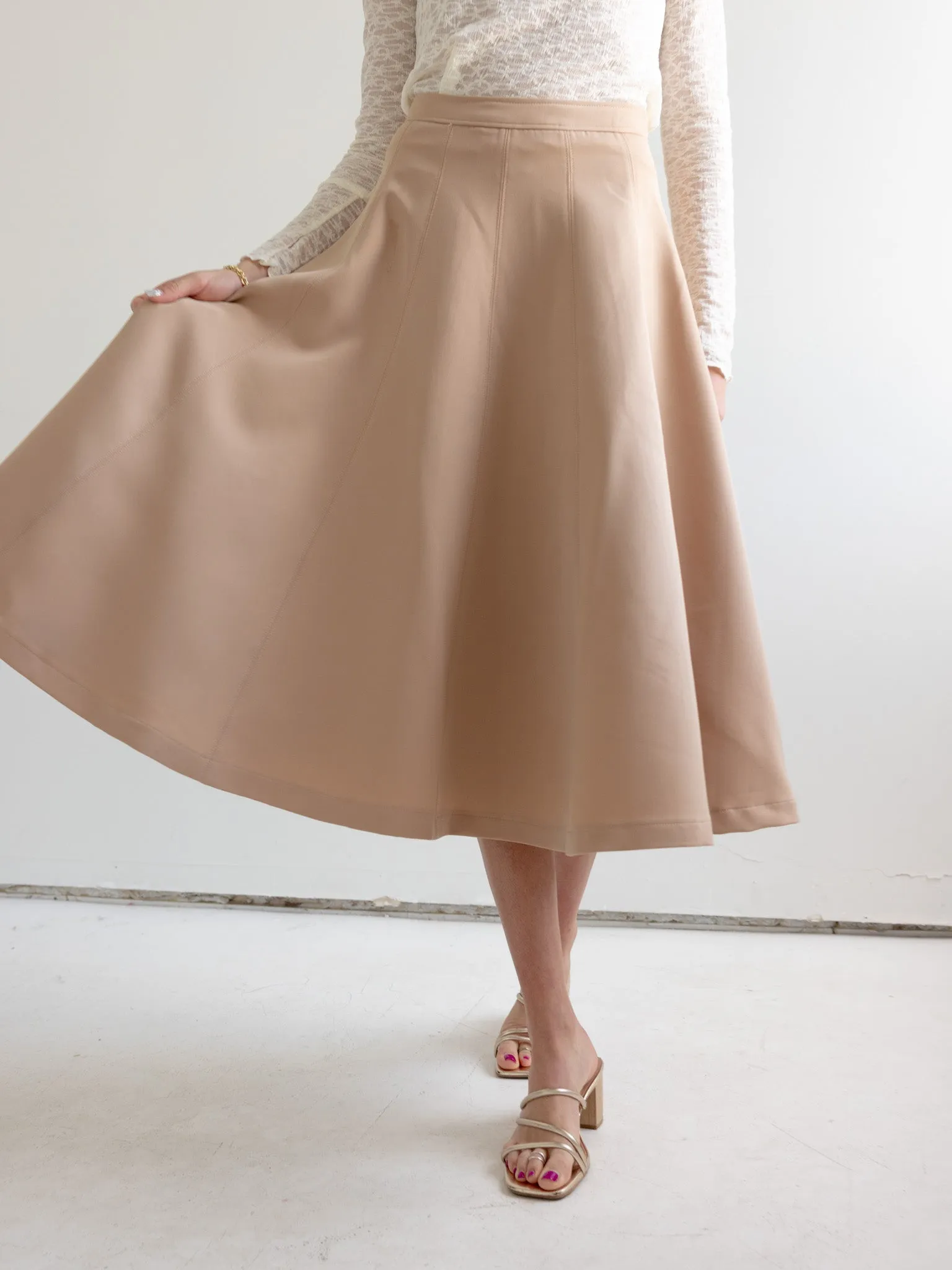 Camel Midi Skirt style icon
