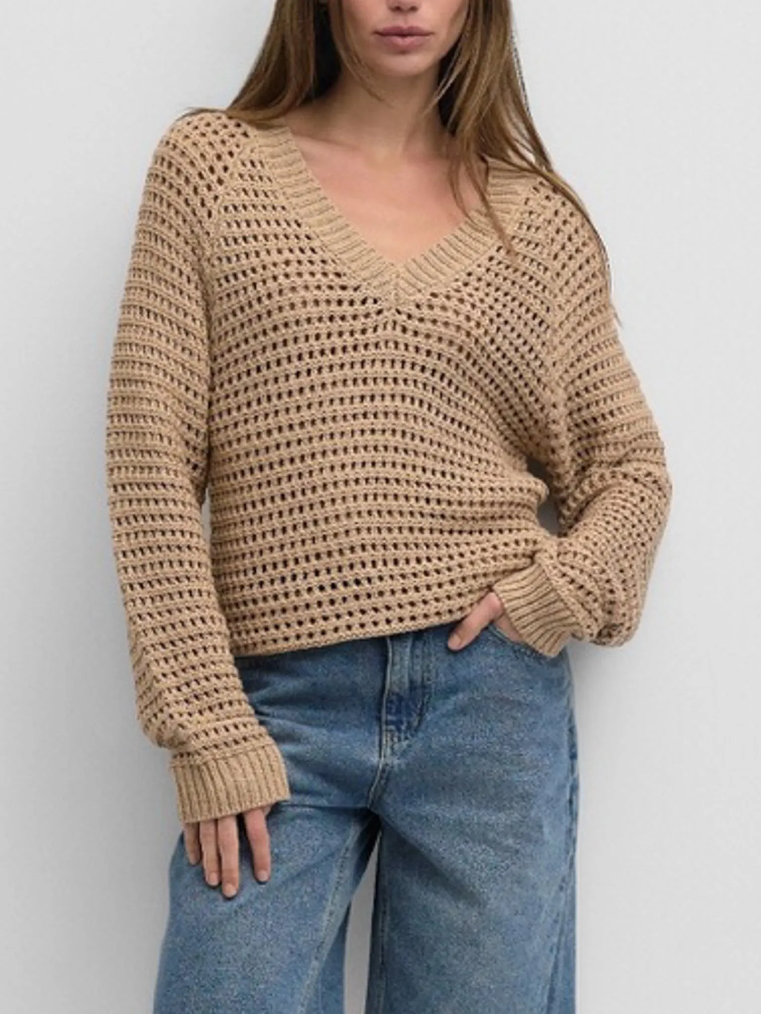 Camille Crochet Sweater Latte Layer Play