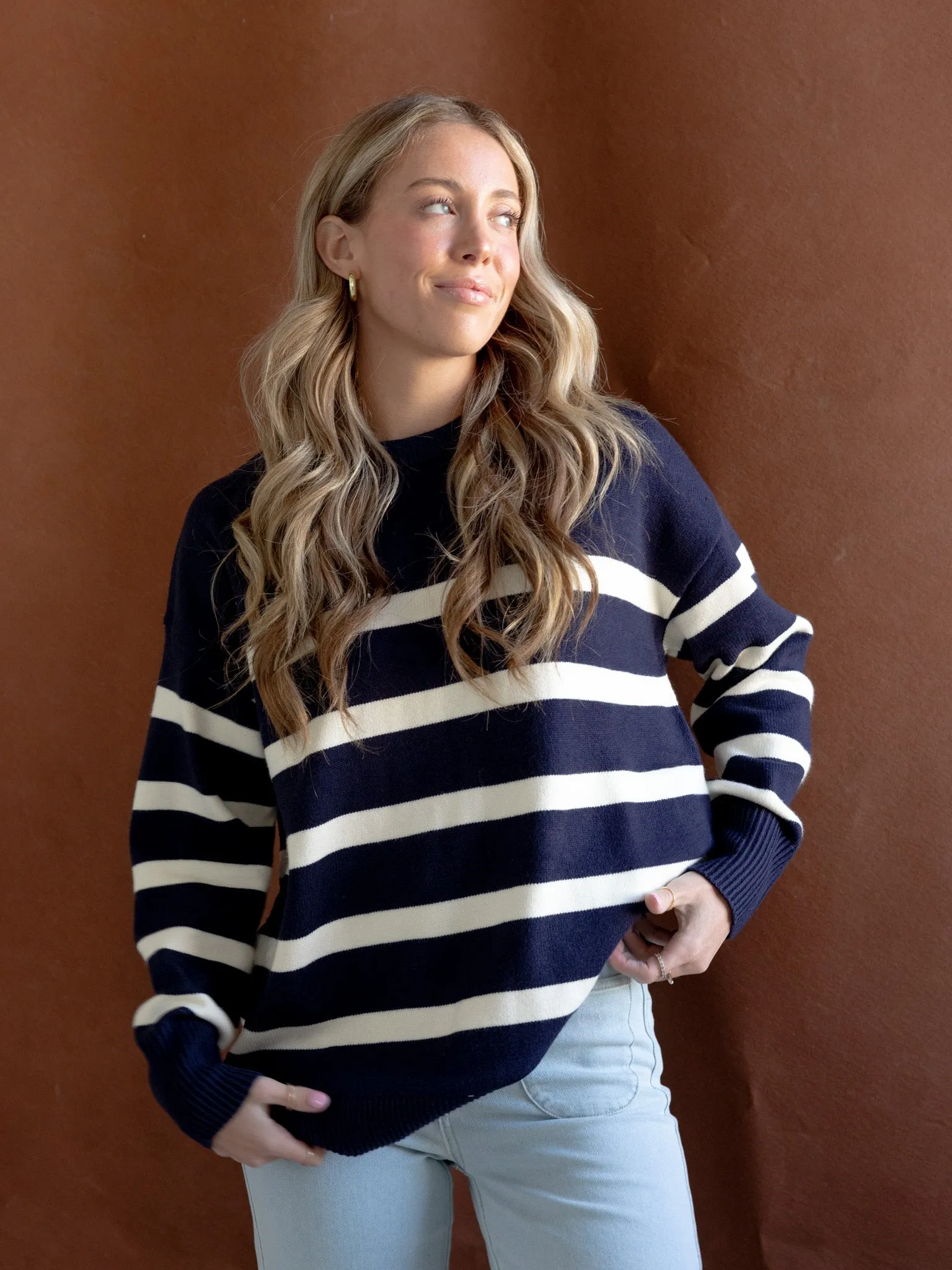 Cape Stripe Knit Navy Soft Life