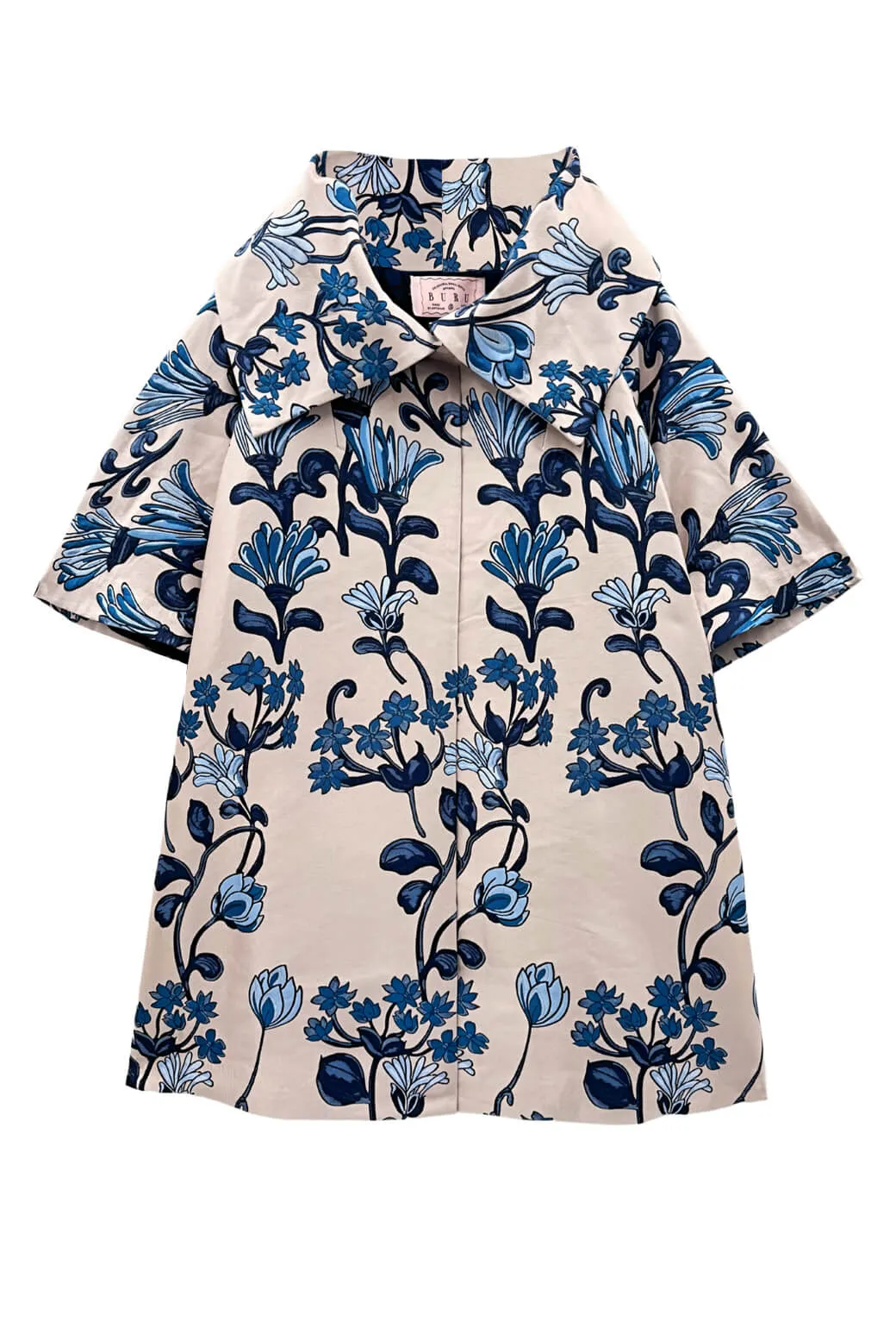 Car Coat - Blue Floral Jacquard steady style