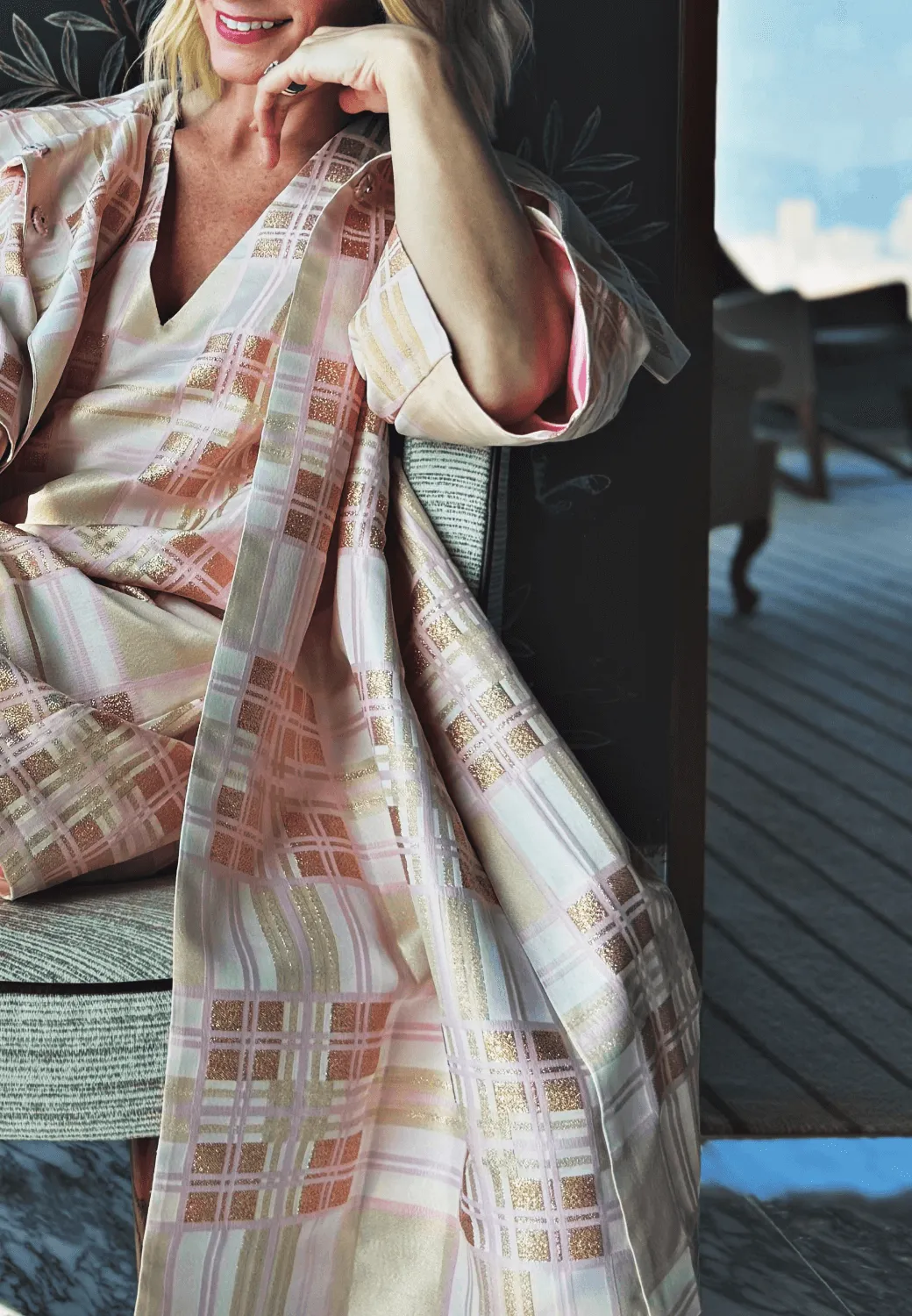 Car Coat - Shimmer Plaid peak style