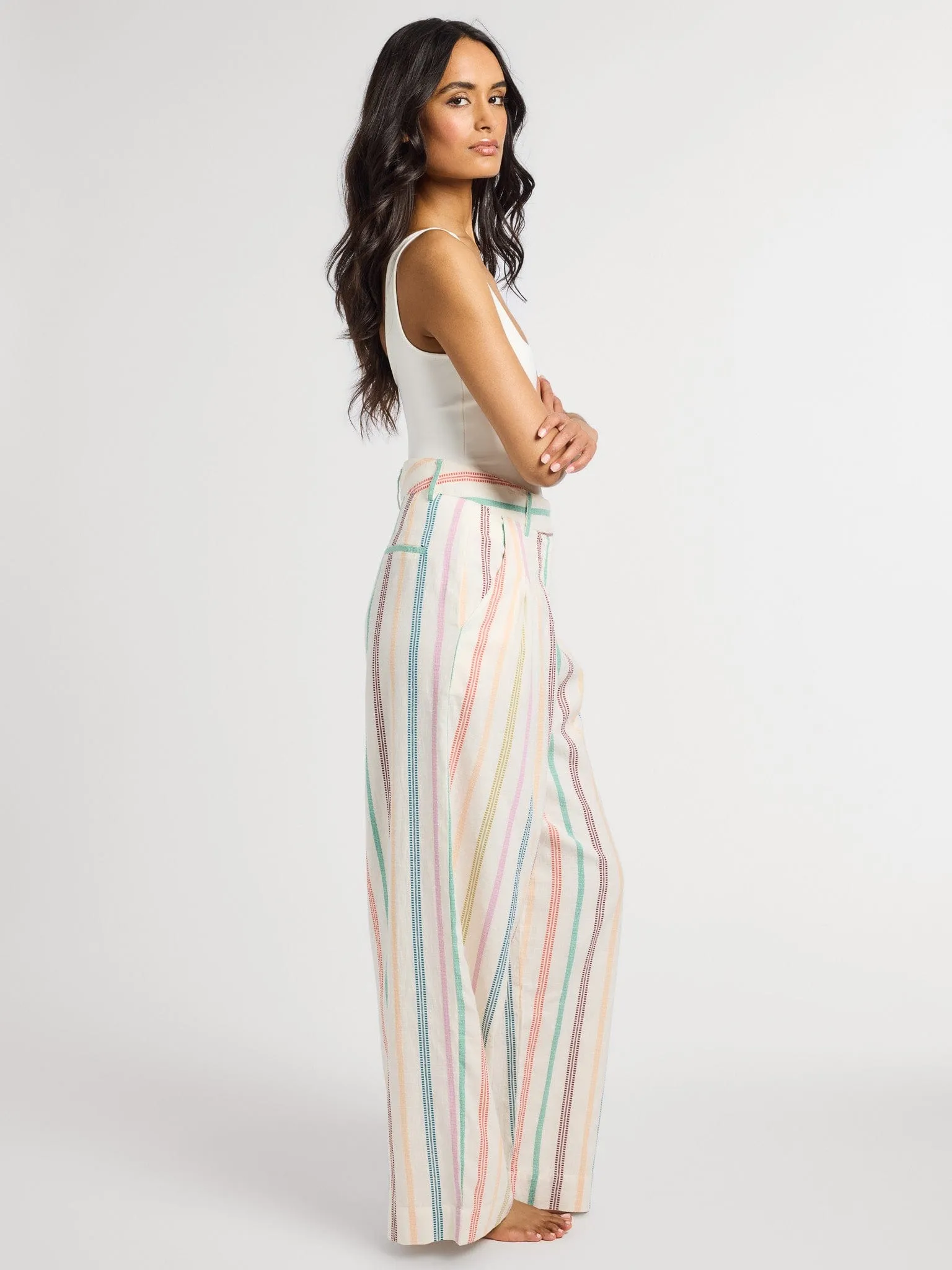 Cara Pant in Mallorca Stripe vegan material