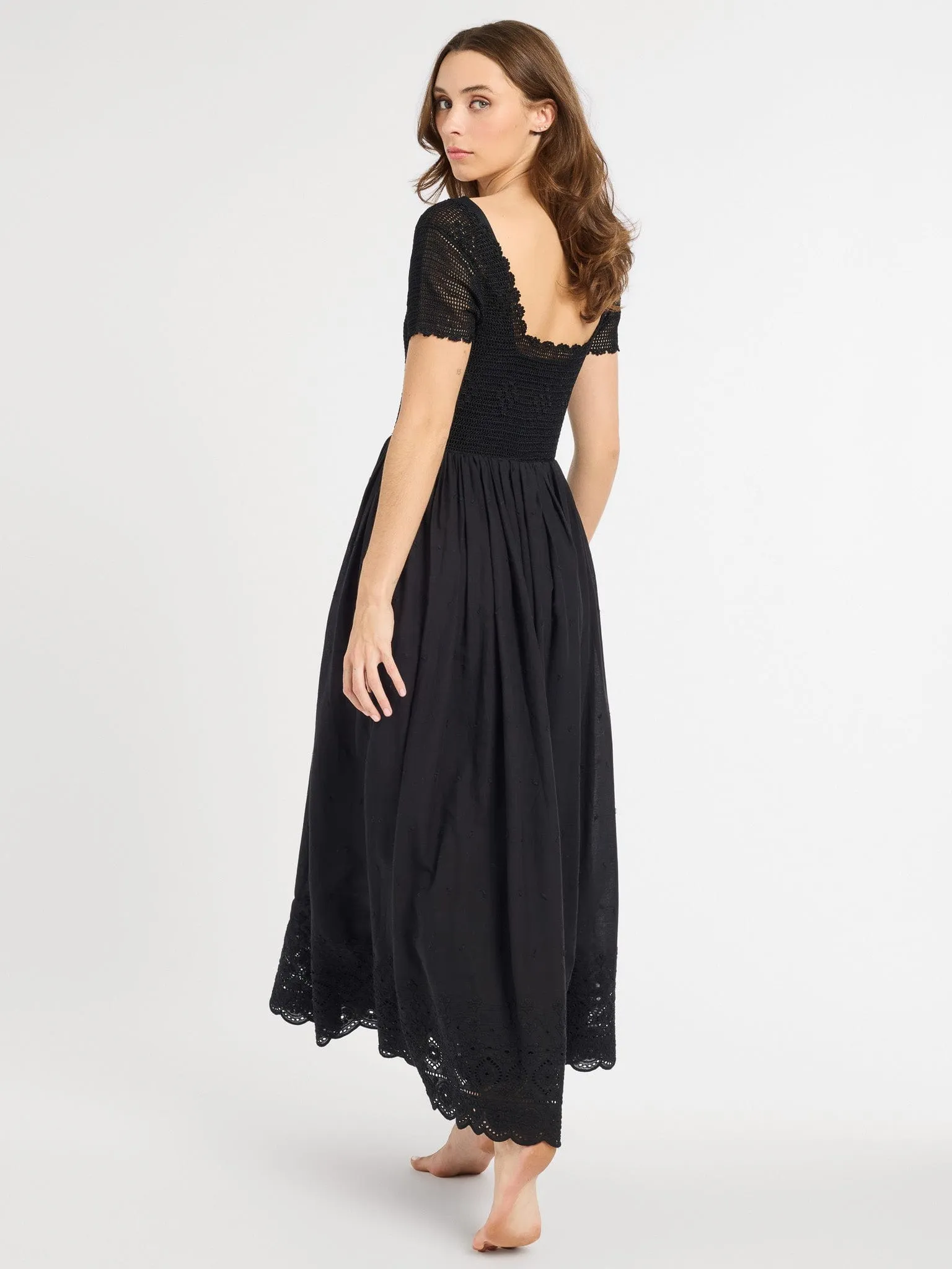 Carla Crochet Dress in Black serene glow