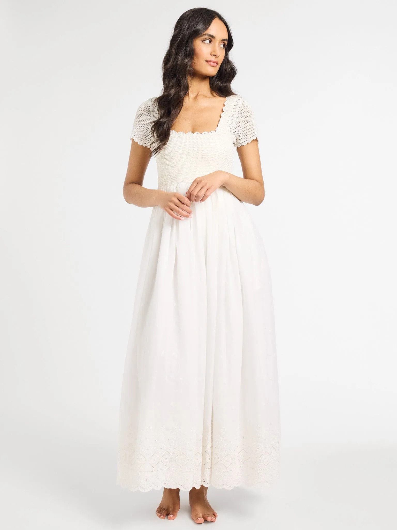 Carla Crochet Dress in White office wear