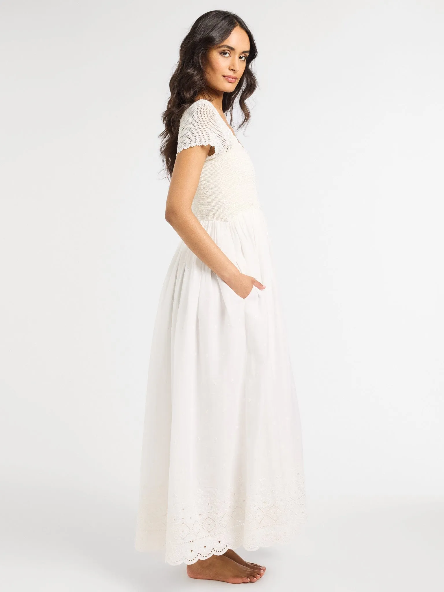 Carla Crochet Dress in White daytime glam