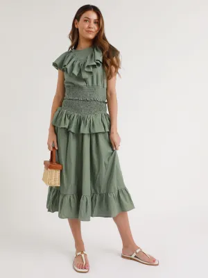 Carla Skirt In Olive classic charm