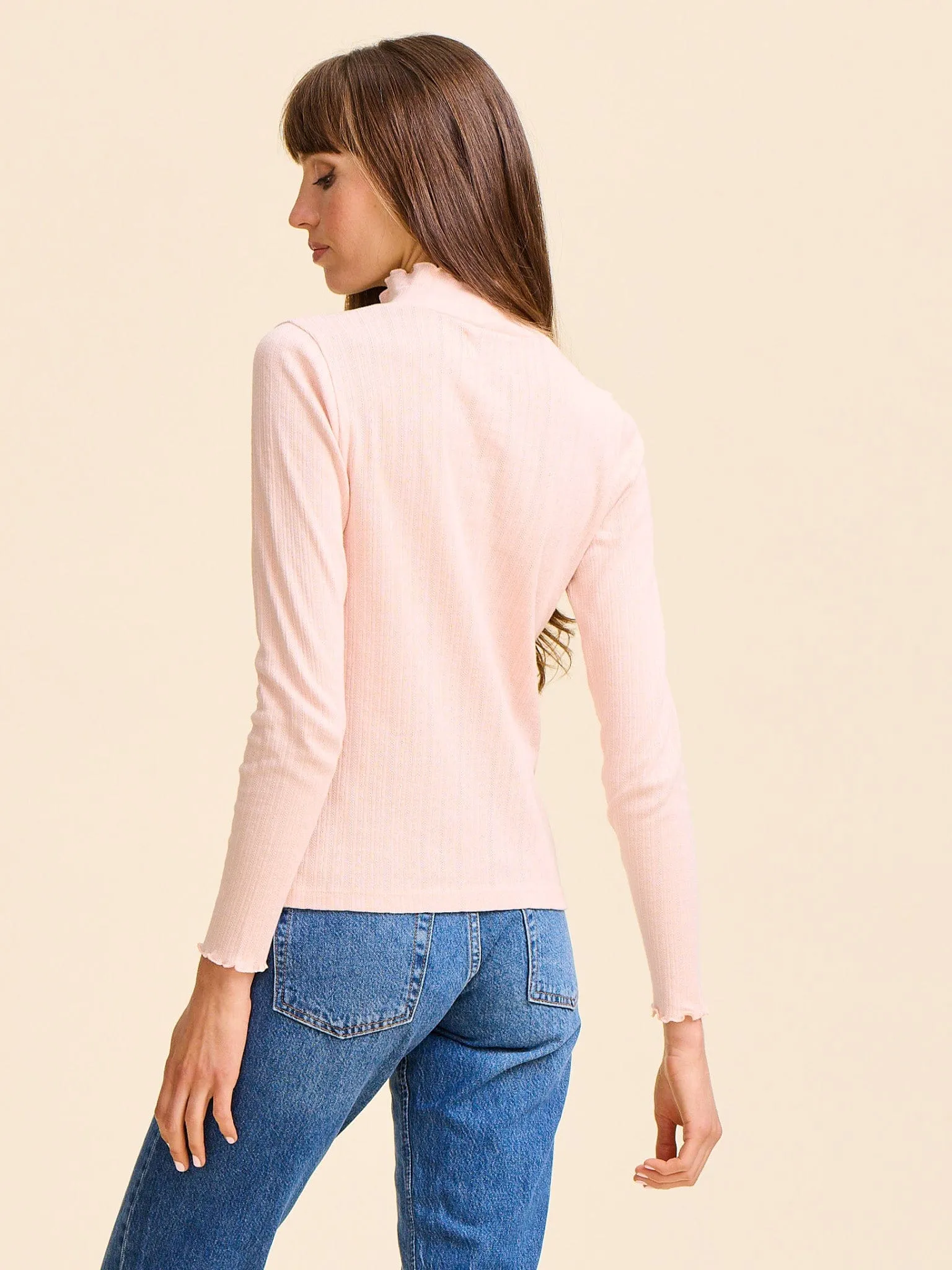 Carmela Pointelle Turtleneck in Spanish Villa Gentle Touch