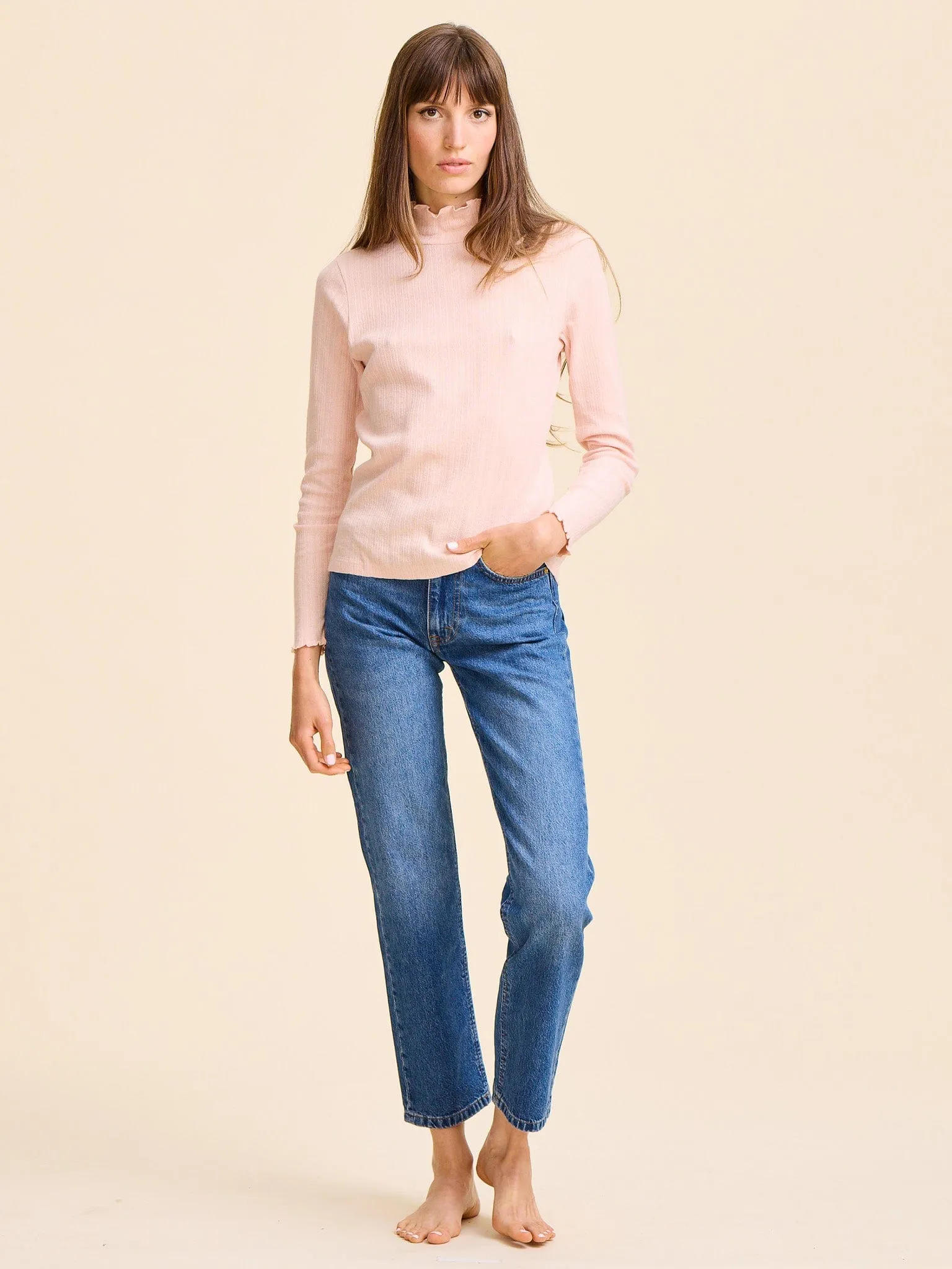 Carmela Pointelle Turtleneck in Spanish Villa Smooth Layer