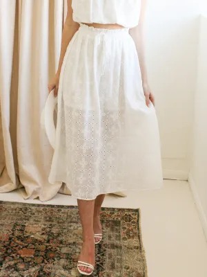 Carolina Eyelet Midi Skirt graceful pose