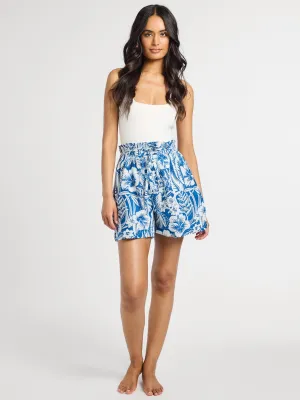 Cary Short in Blue Hibiscus functional wear