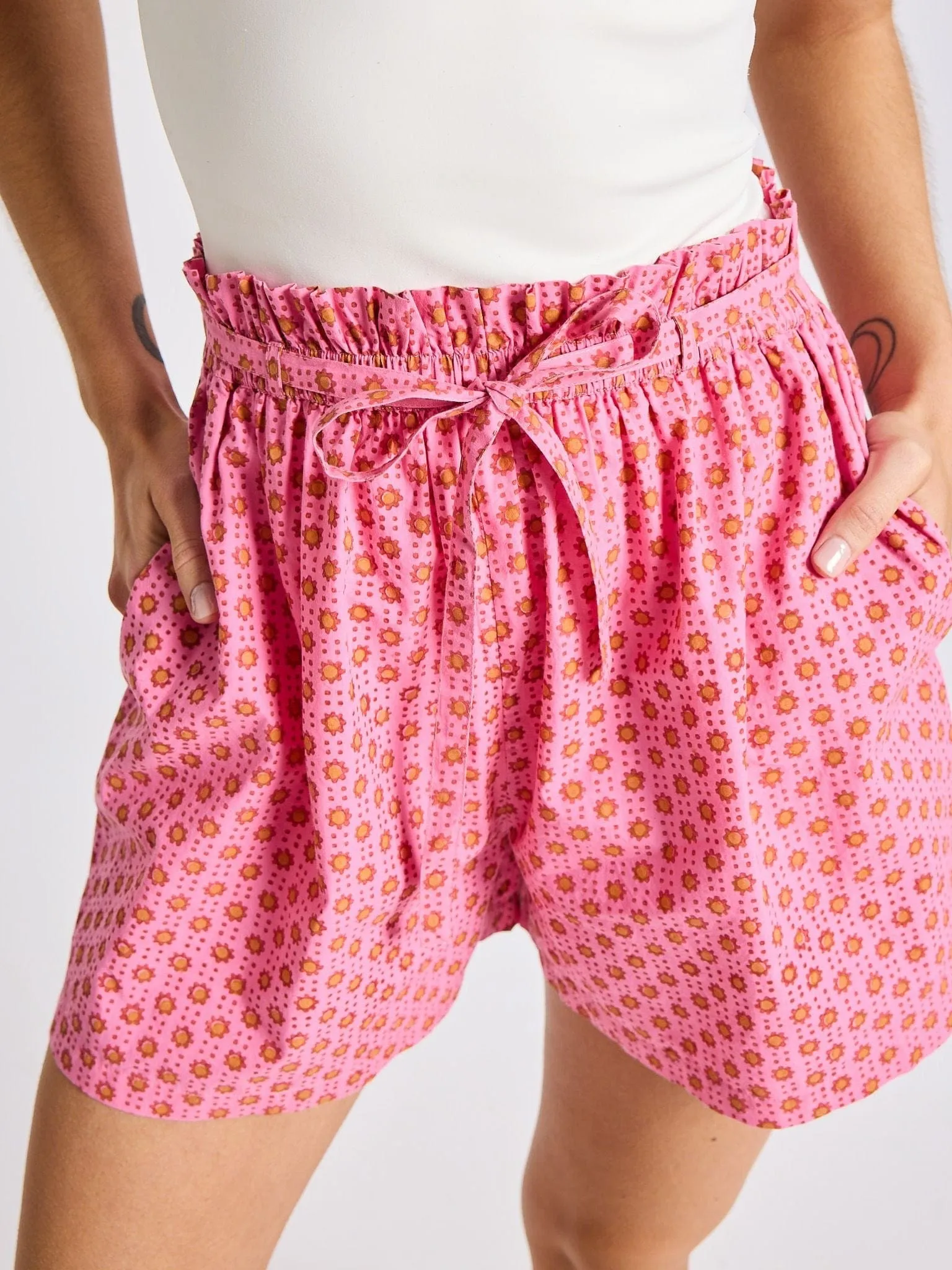 Cary Short in Carmine Dot comfortable stretch