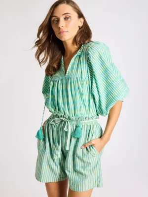 Cary Short in Green & Blue Ikat outdoor adventure