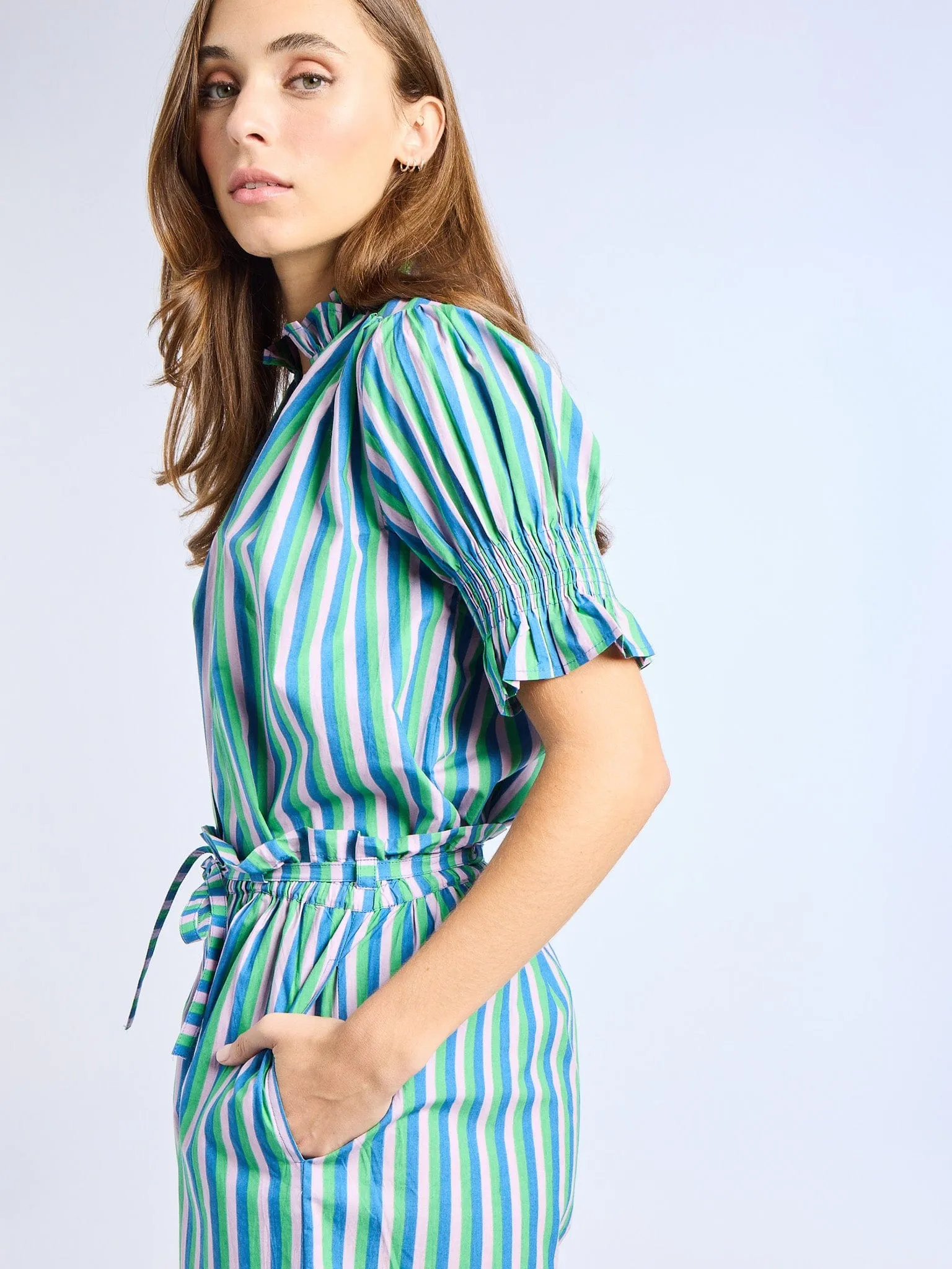 Cary Short in Printemps Stripe travel ready