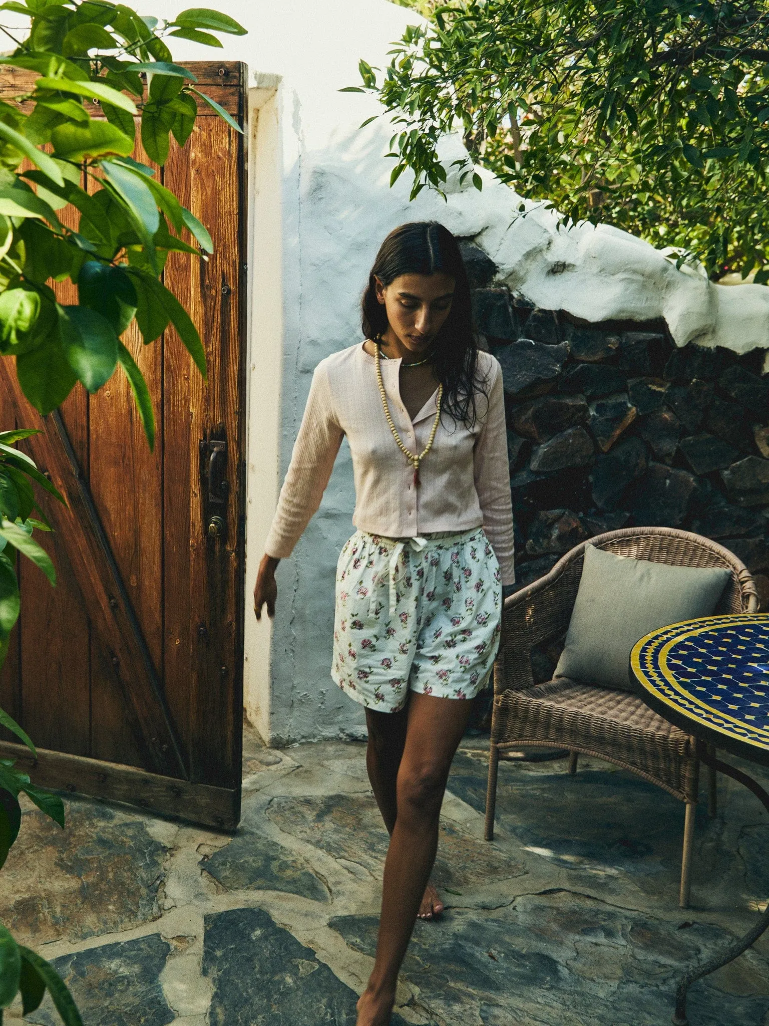 Cary Short in Rose Block Print rugged look