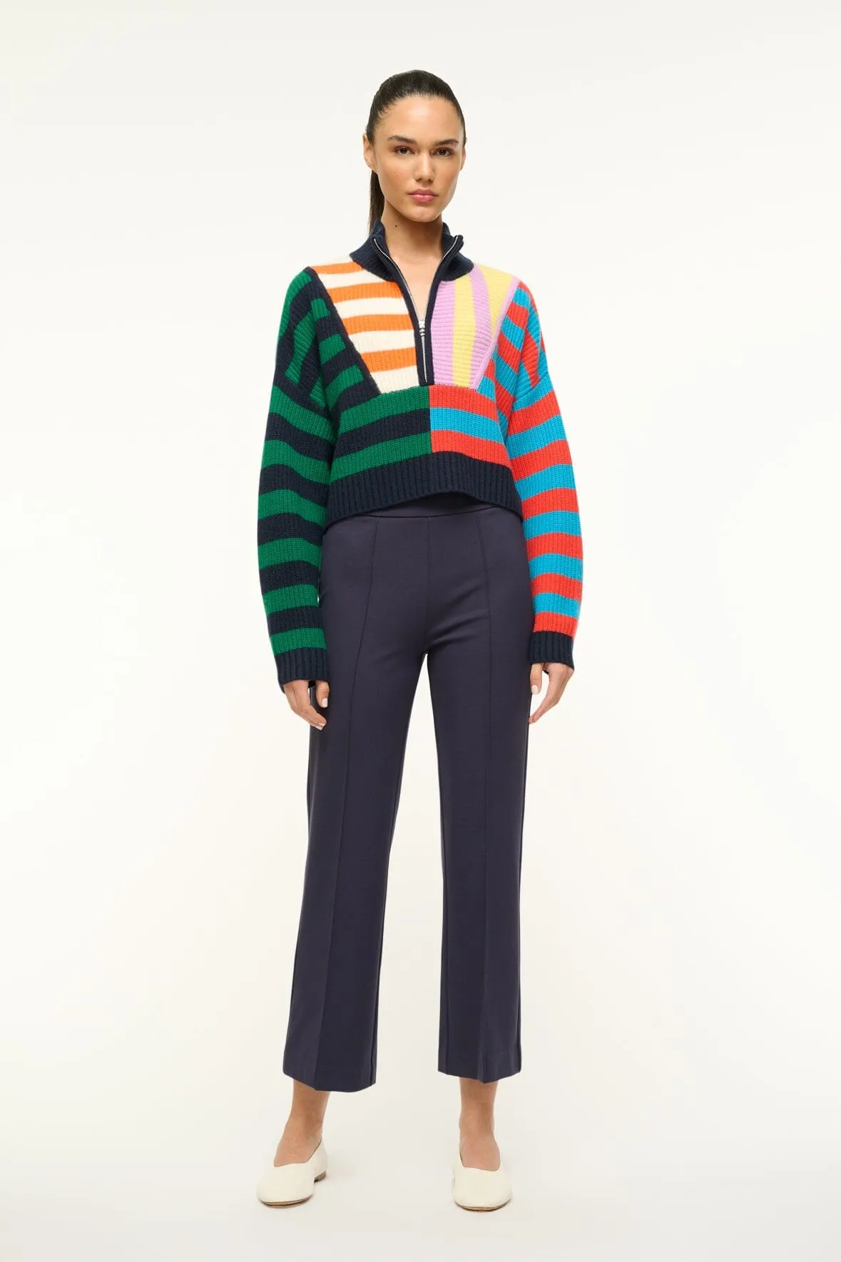 CASHMERE CROPPED HAMPTON SWEATER | CABANA STRIPE MULTI Modern Ease