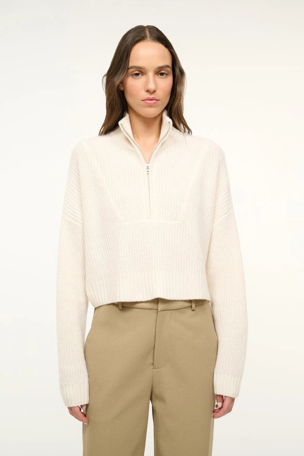 CASHMERE CROPPED HAMPTON SWEATER | IVORY City Minimal