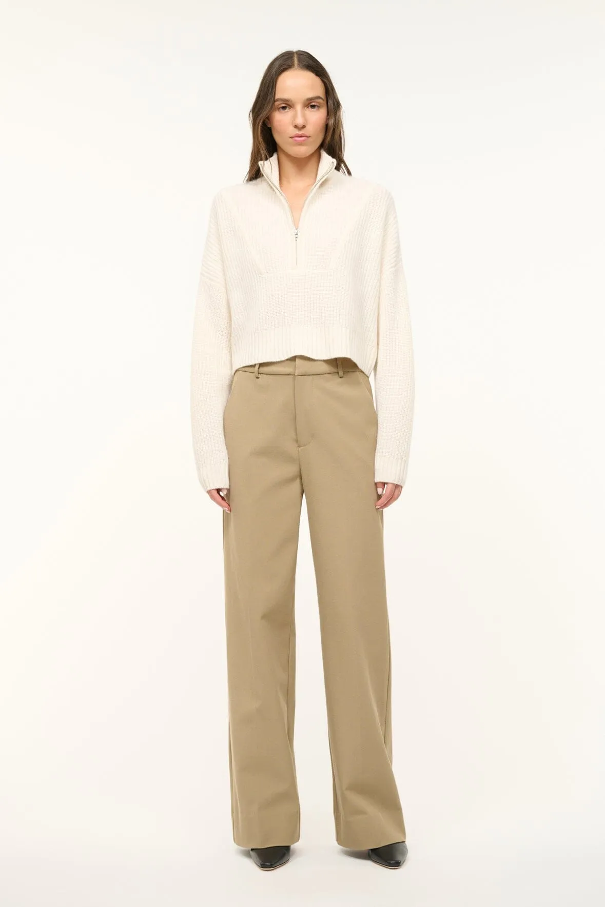 CASHMERE CROPPED HAMPTON SWEATER | IVORY City Mood