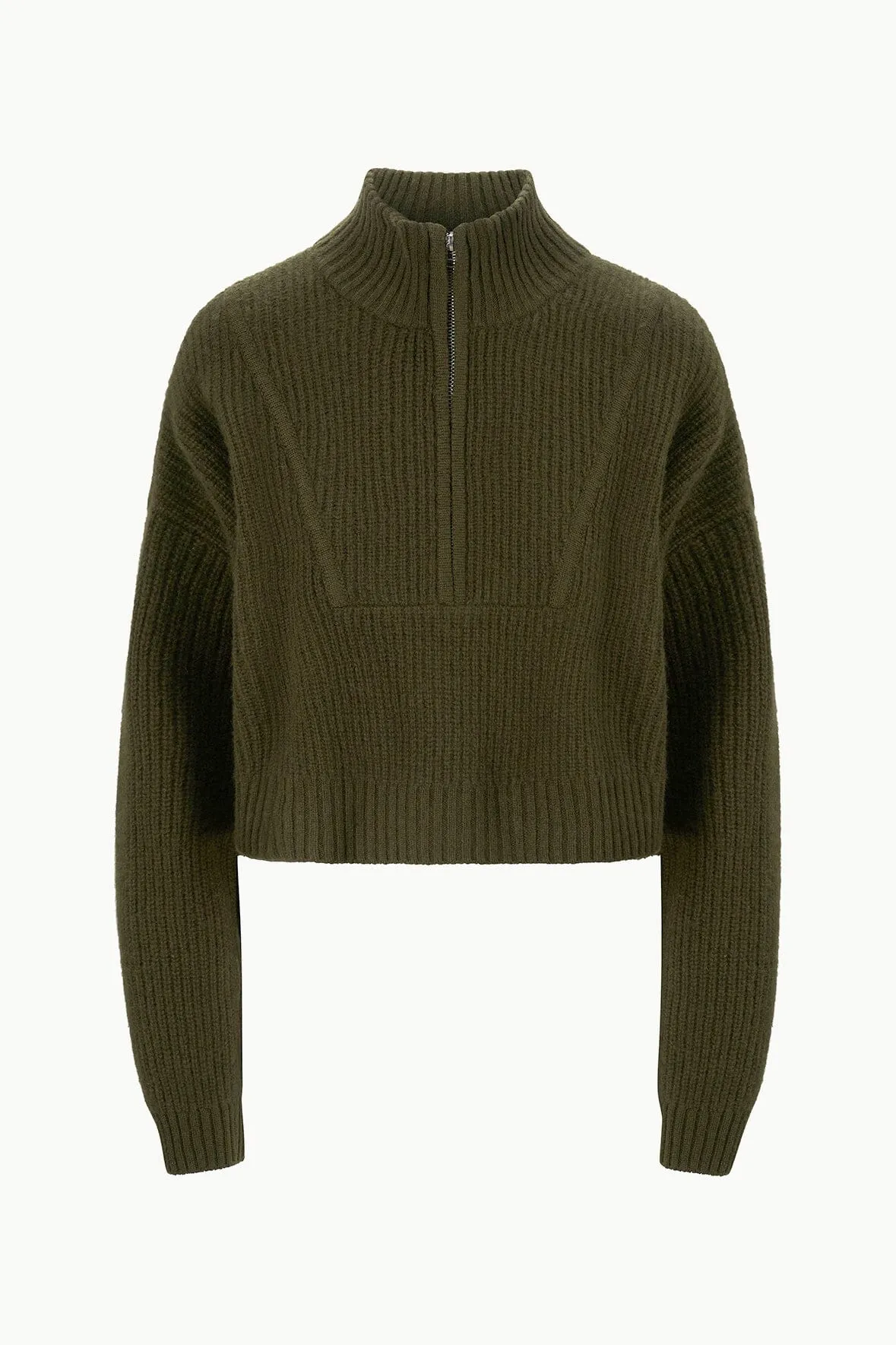 CASHMERE CROPPED HAMPTON SWEATER | OLIVE Chic Basics