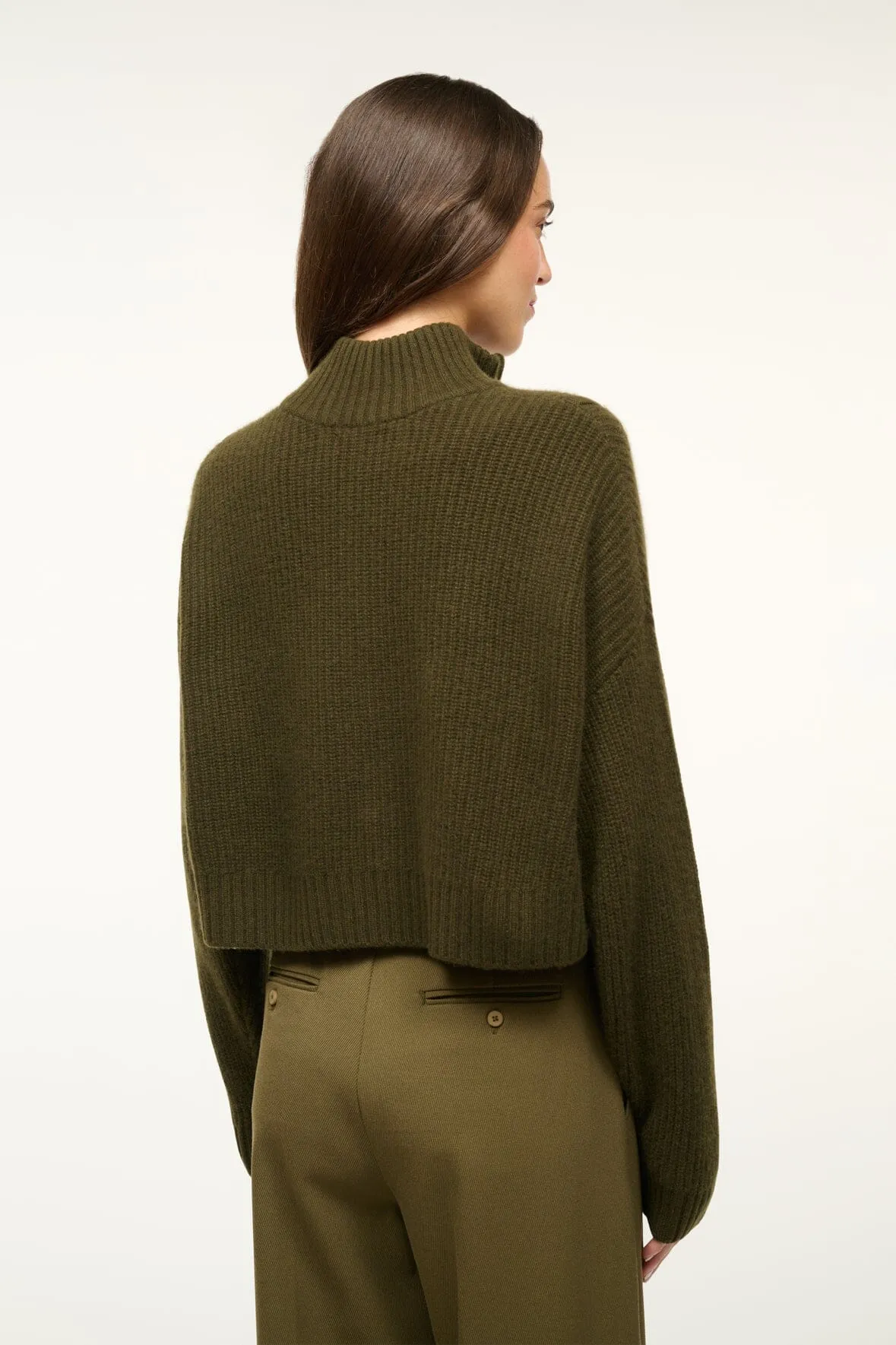 CASHMERE CROPPED HAMPTON SWEATER | OLIVE Winter Soft