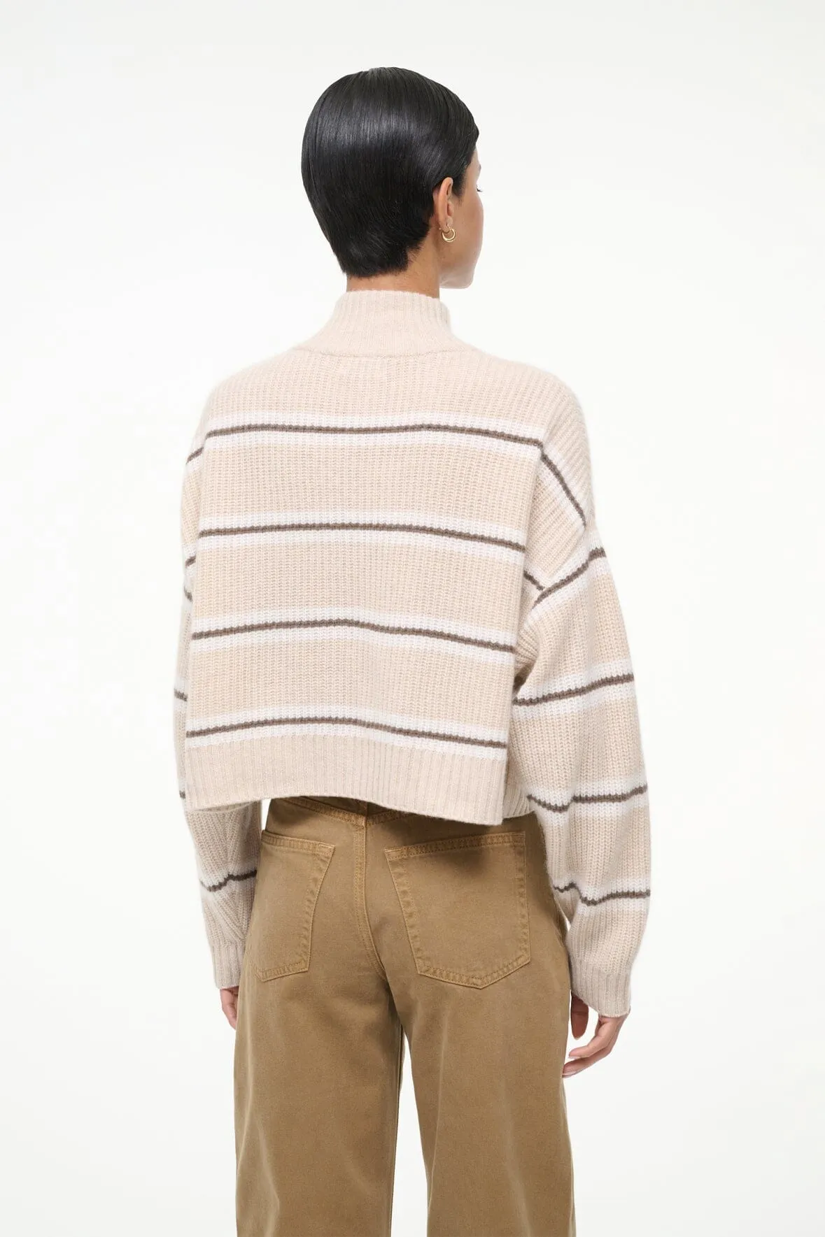 CASHMERE CROPPED HAMPTON SWEATER | WHISPER STRIPE Fresh Feel