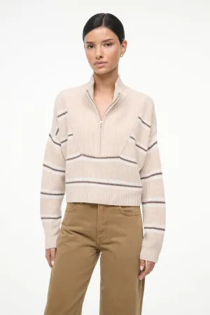 CASHMERE CROPPED HAMPTON SWEATER | WHISPER STRIPE Soft Glow
