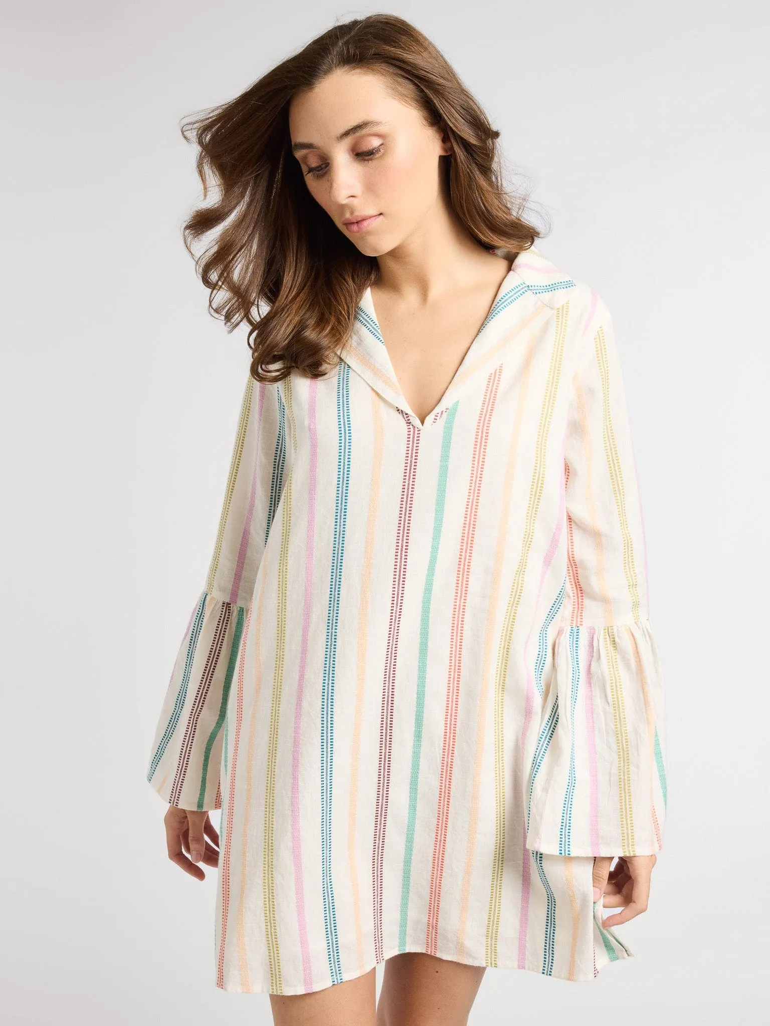 Chloe Dress in Mallorca Stripe easy layers