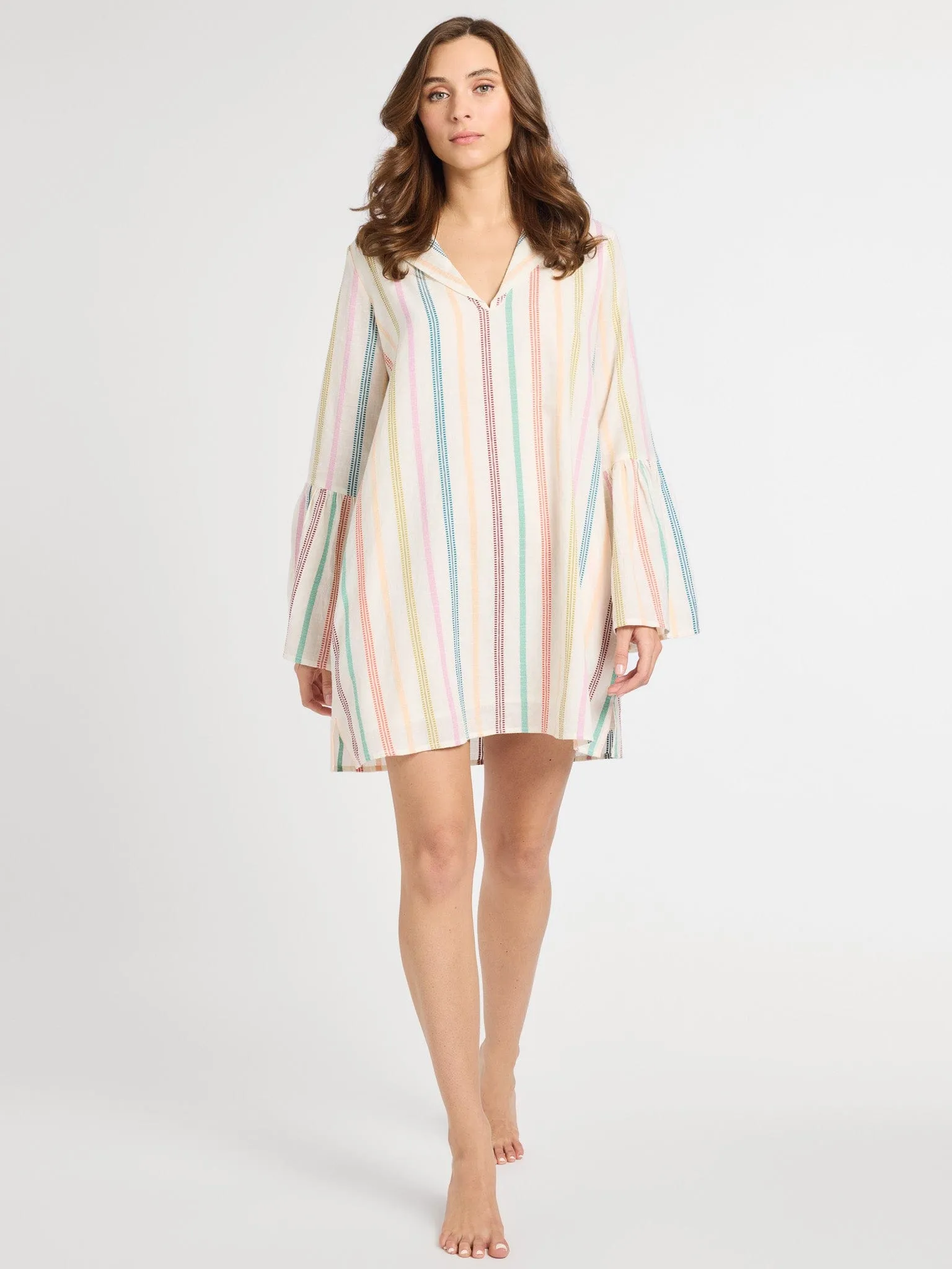 Chloe Dress in Mallorca Stripe shine mode
