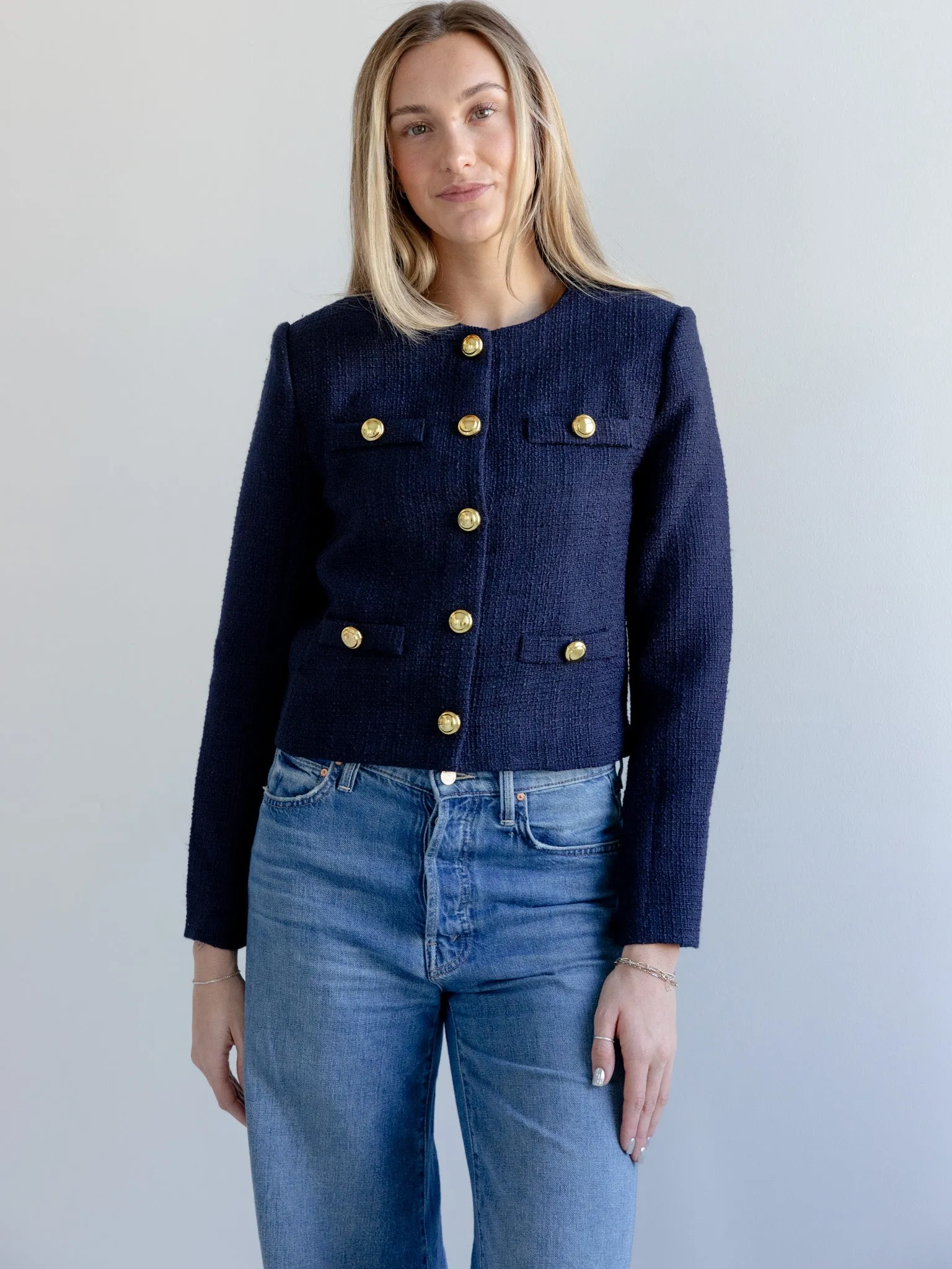 Claire Tweed Button Jacket grit soul