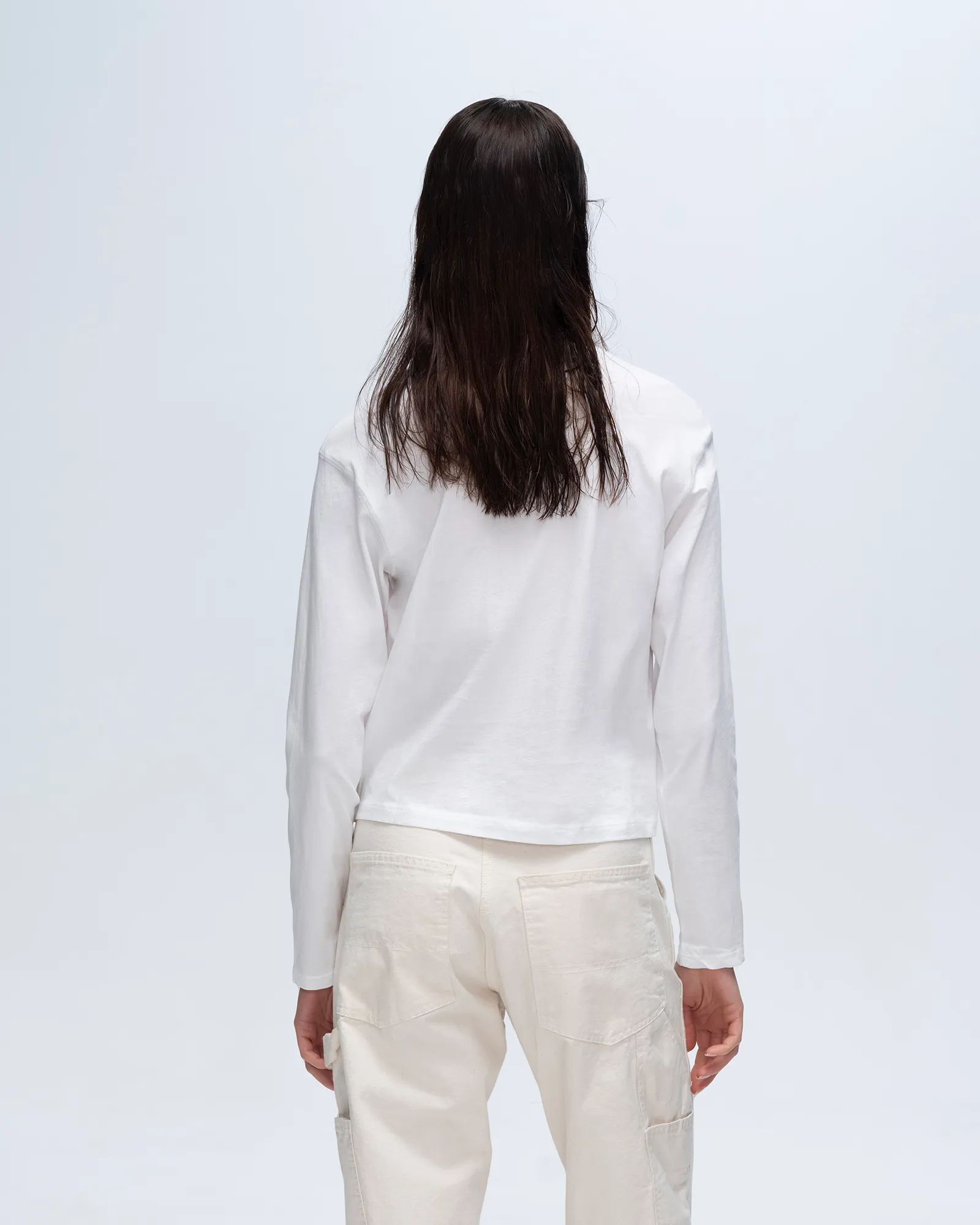 Classic Jersey Long Sleeve Boy Tee - White office casual