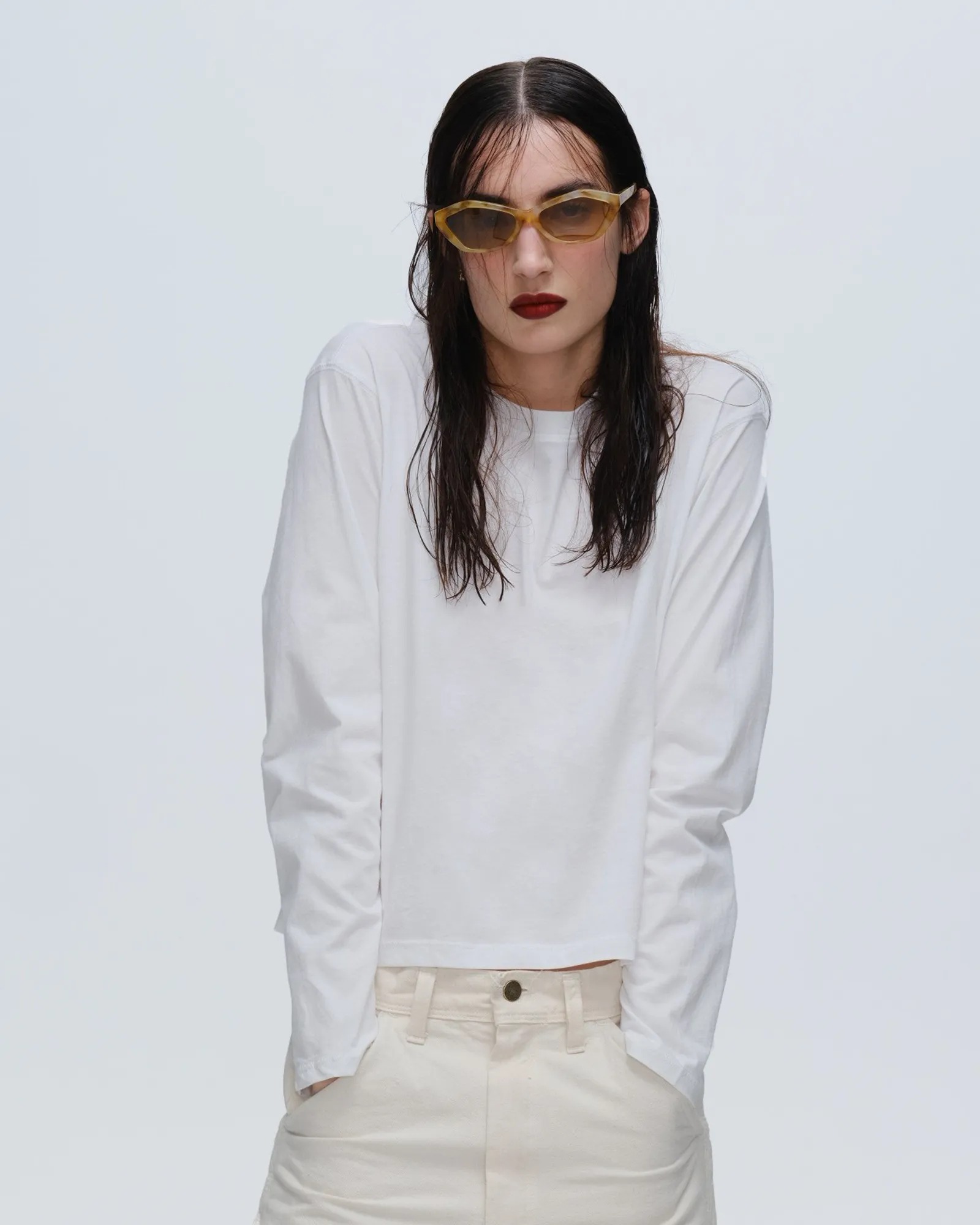 Classic Jersey Long Sleeve Boy Tee - White subtle edge