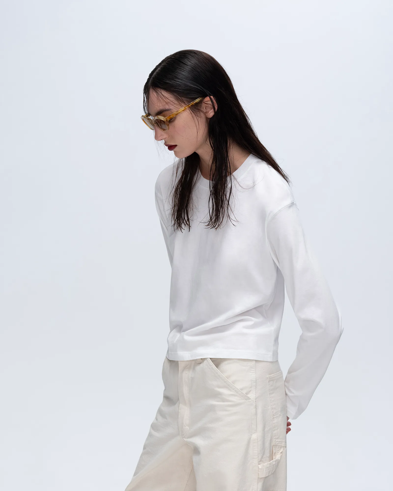 Classic Jersey Long Sleeve Boy Tee - White trend touch