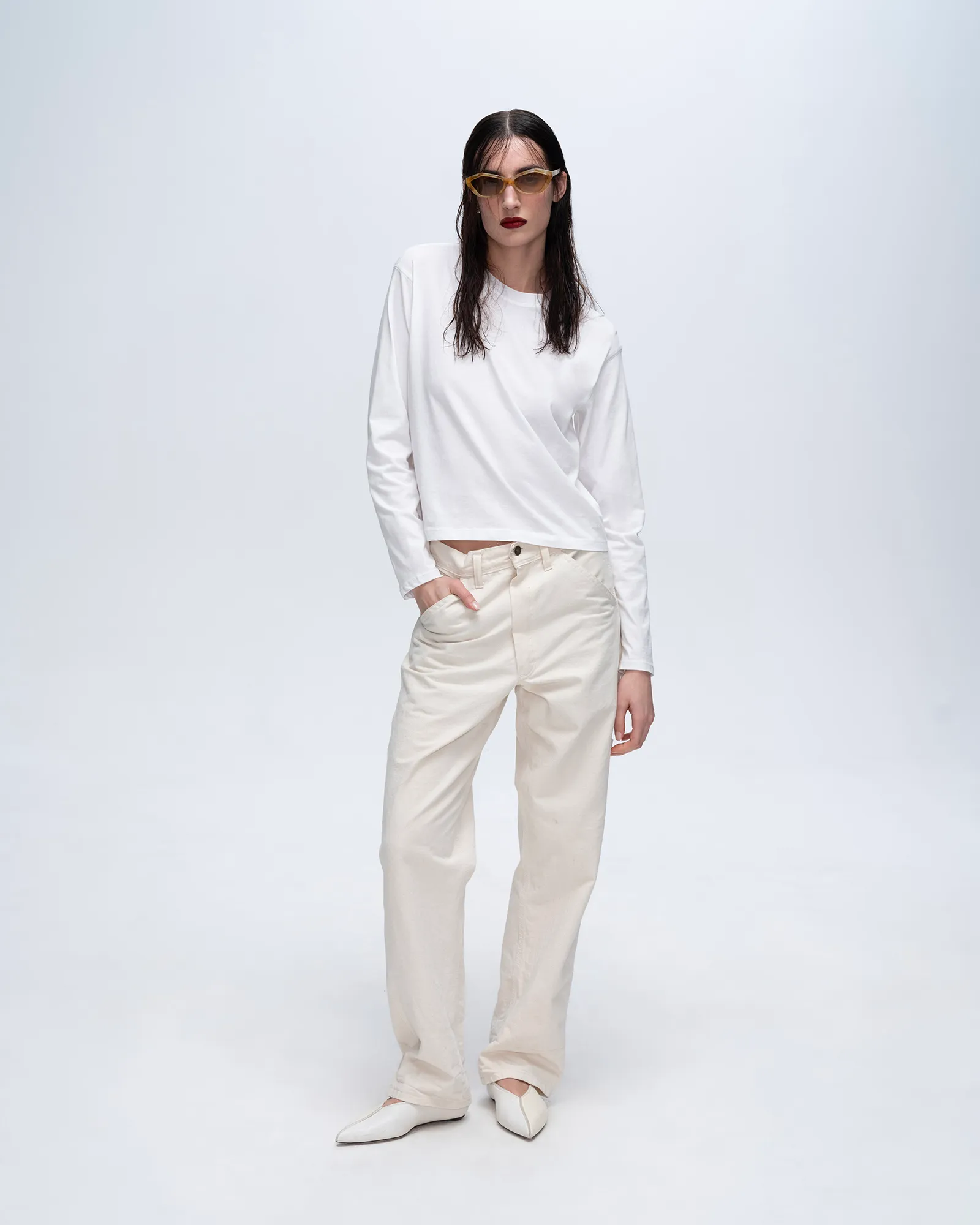 Classic Jersey Long Sleeve Boy Tee - White soft stretch