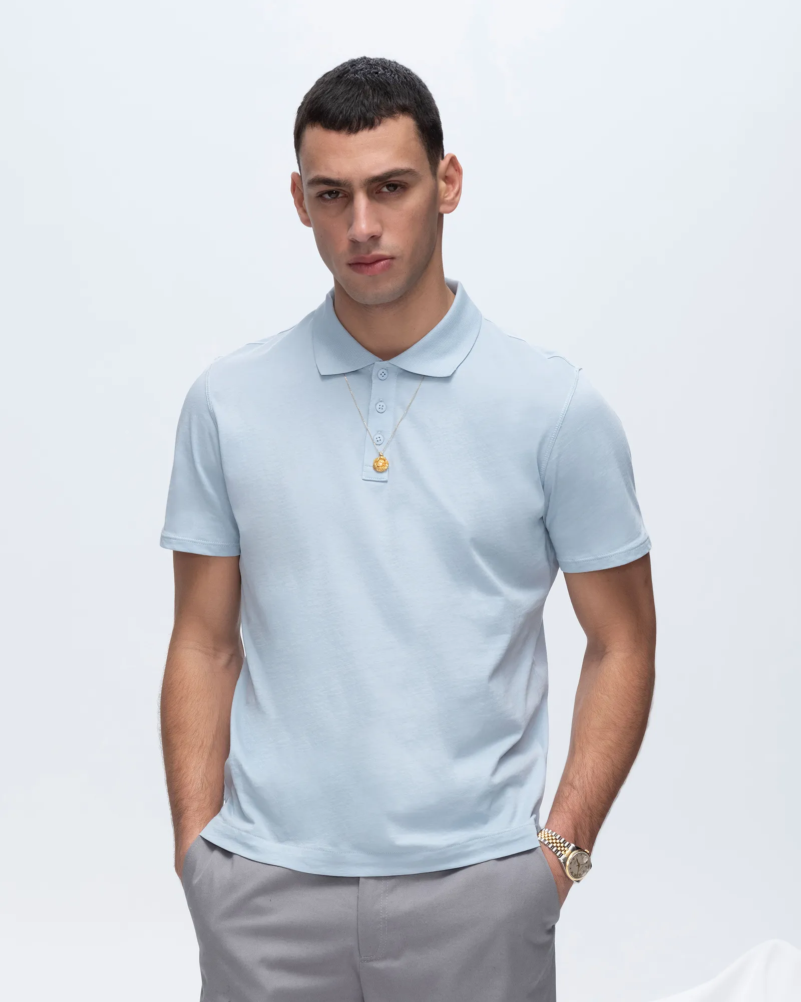 Classic Jersey Polo - Blue layered match