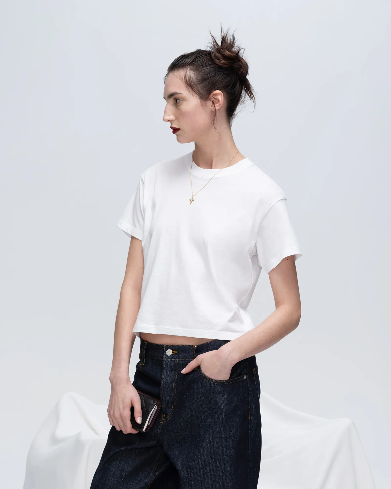 Classic Jersey Short Sleeve Boy Tee - White quality focus