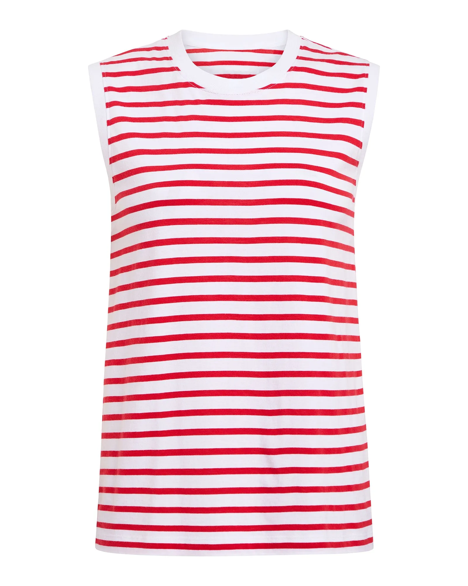 Classic Jersey Sleeveless Boy Tee - White/ Cardinal Red gym flow