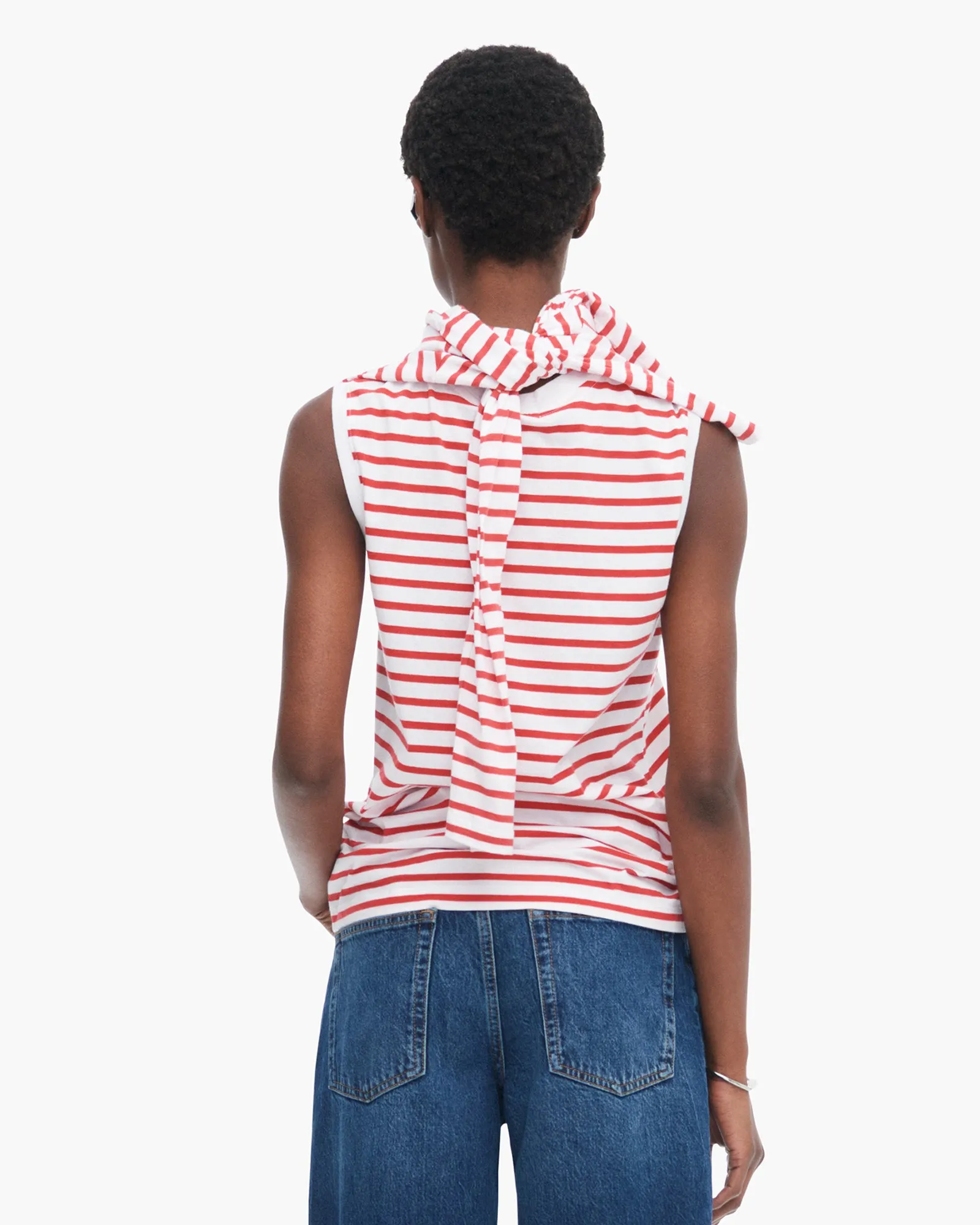 Classic Jersey Sleeveless Boy Tee - White/ Cardinal Red airy mood