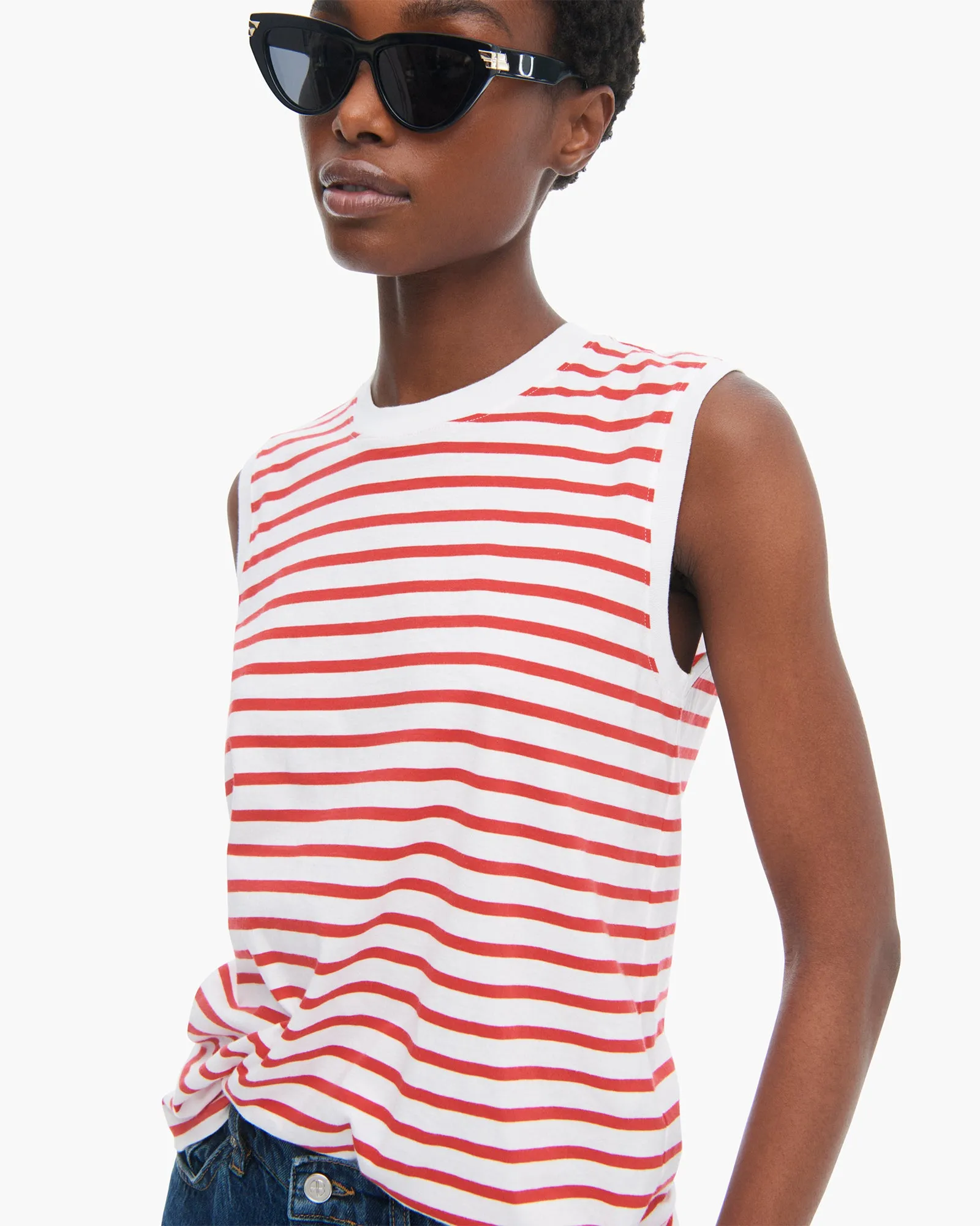 Classic Jersey Sleeveless Boy Tee - White/ Cardinal Red day mode
