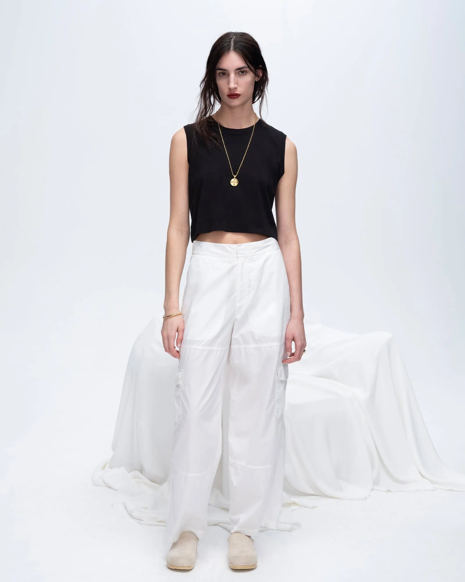 Classic Jersey Sleeveless Cropped Muscle Tee - Black light core