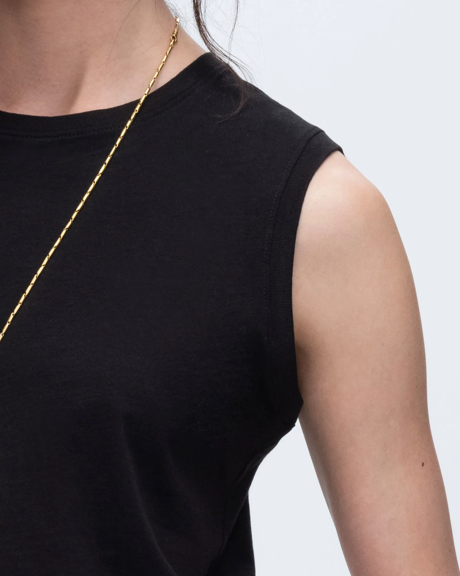 Classic Jersey Sleeveless Cropped Muscle Tee - Black modern mood