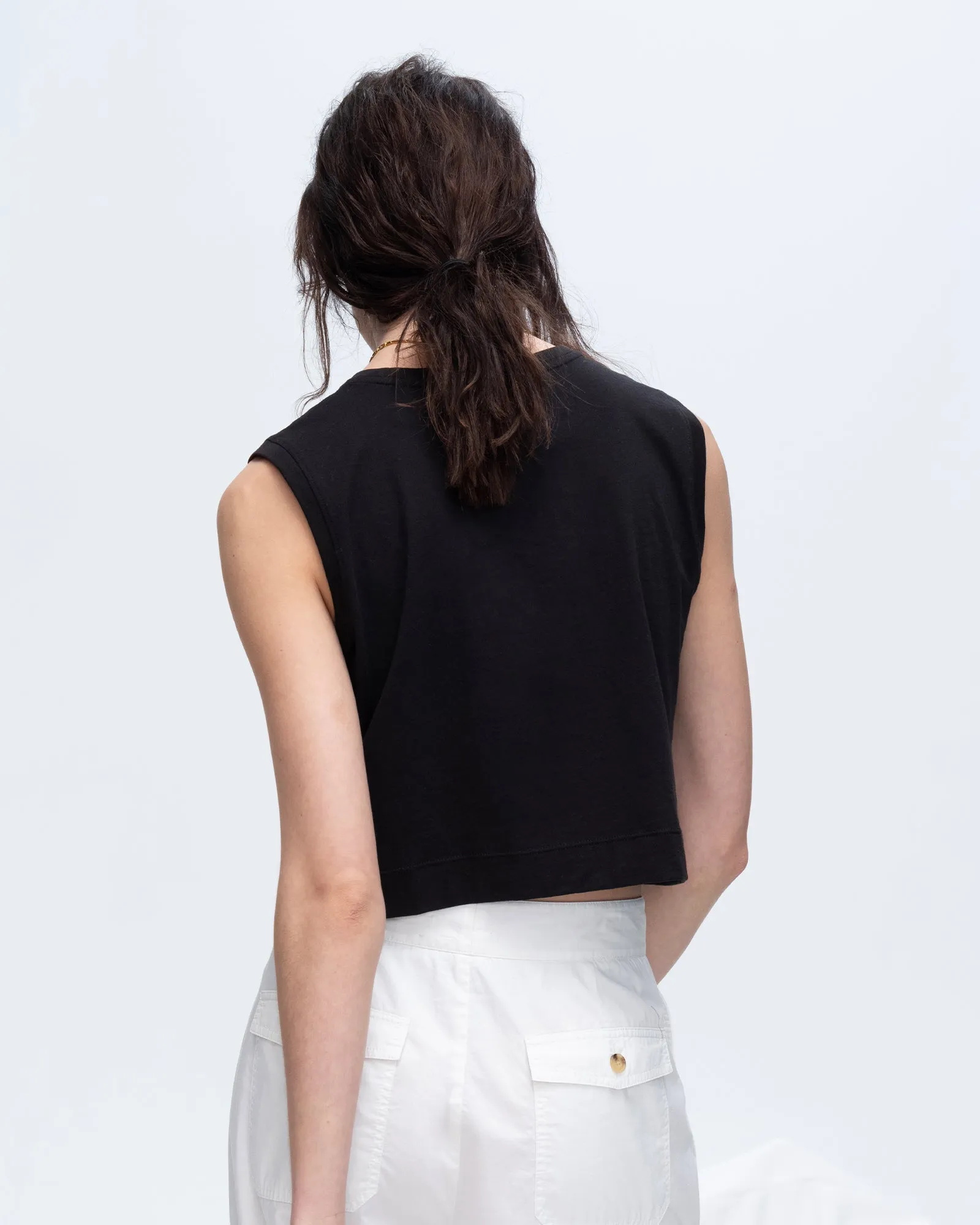 Classic Jersey Sleeveless Cropped Muscle Tee - Black weekend feel